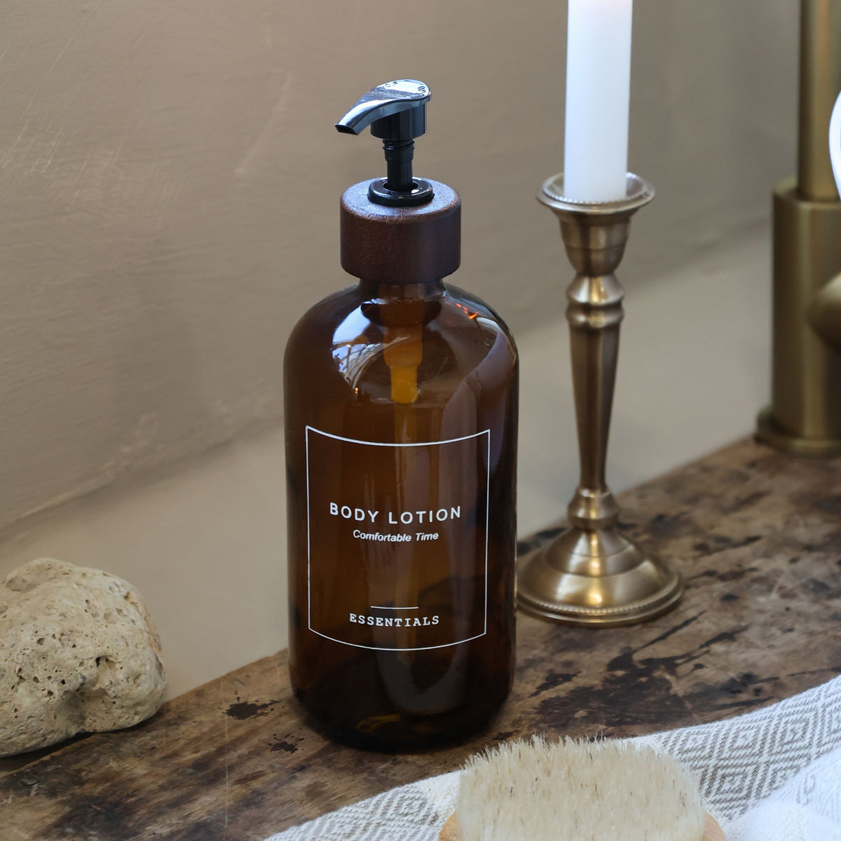 Spenderflasche mit Pumpe für Bodylotion, 500 ml, Mokka