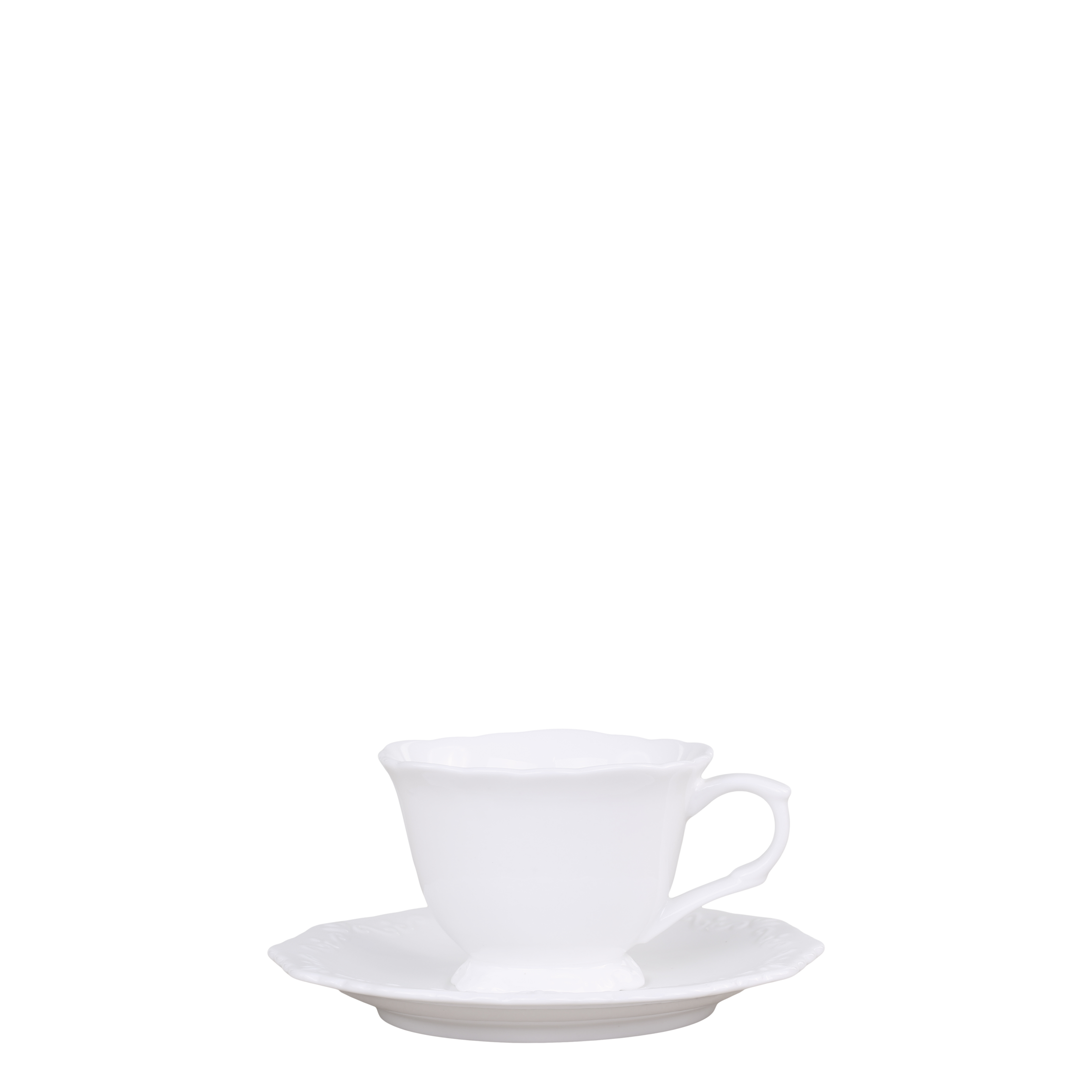 Provence Kaffeetasse mit Untertasse, Porzellan, 9,5 cm, weiß