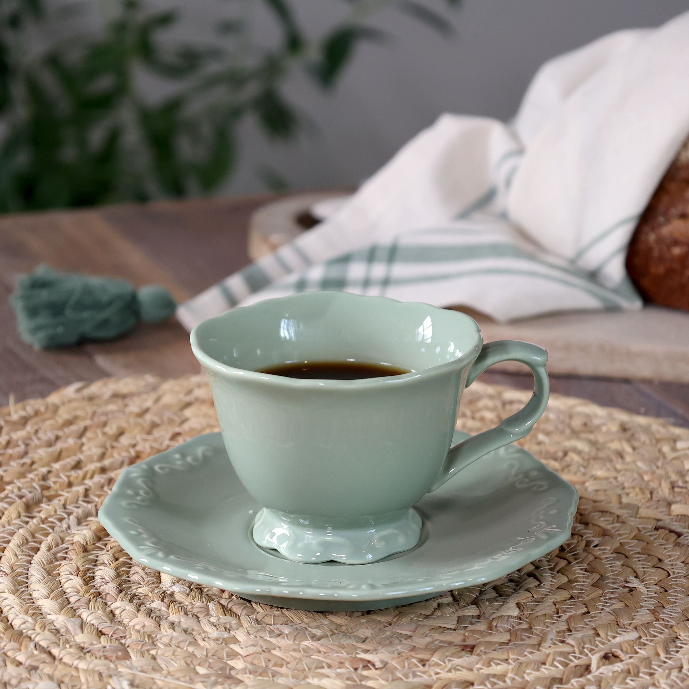 Provence Kaffeetasse mit Untertasse, Porzellan, 18 cl, creme