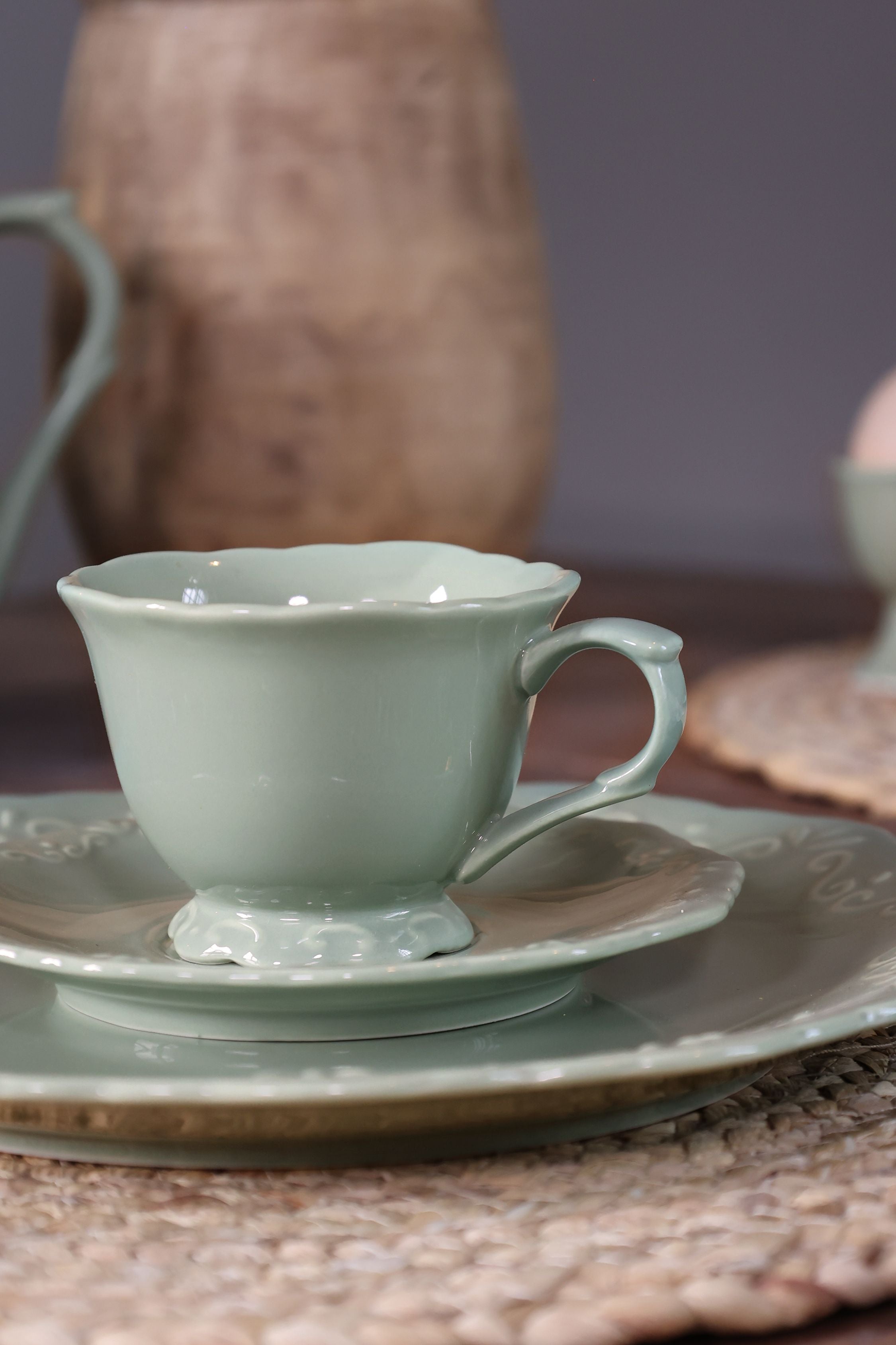 Provence Kaffeetasse mit Untertasse, Porzellan, 18 cl, creme