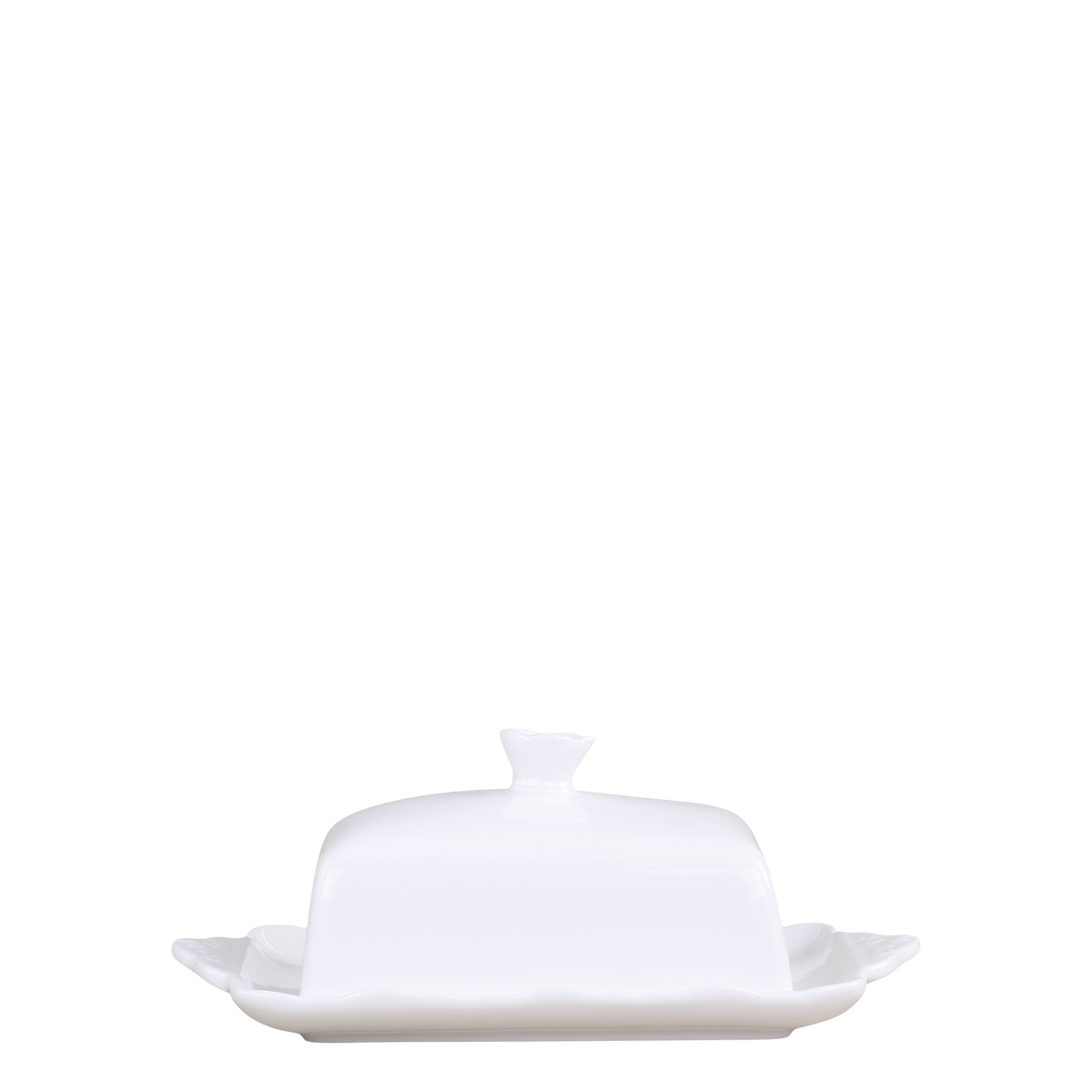 Aufbewahrung Butterdose Provence aus Porzellan, weiß, 20 cm