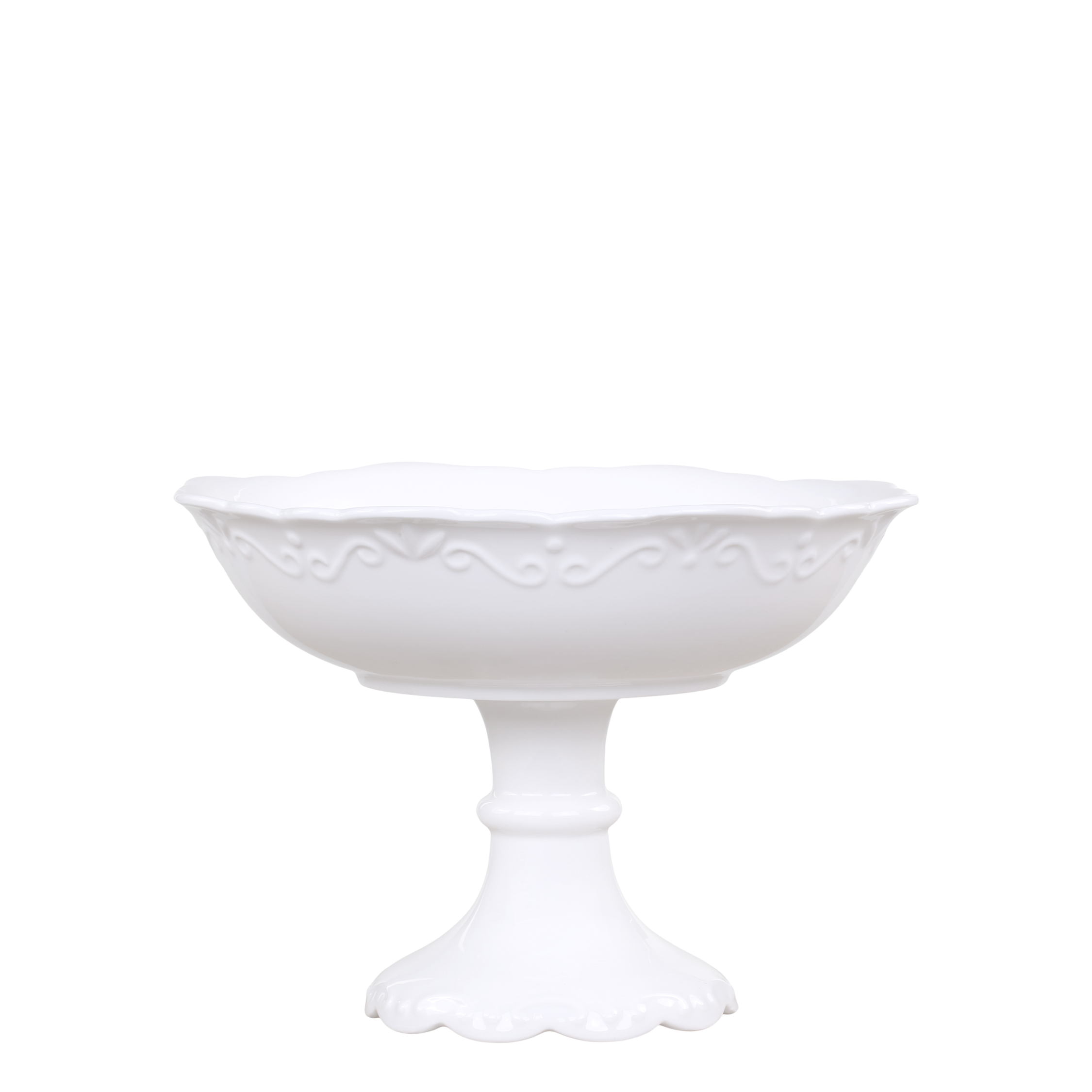 Provence Aufsatz auf Fuß – weiße Porzellanschale, 22 cm