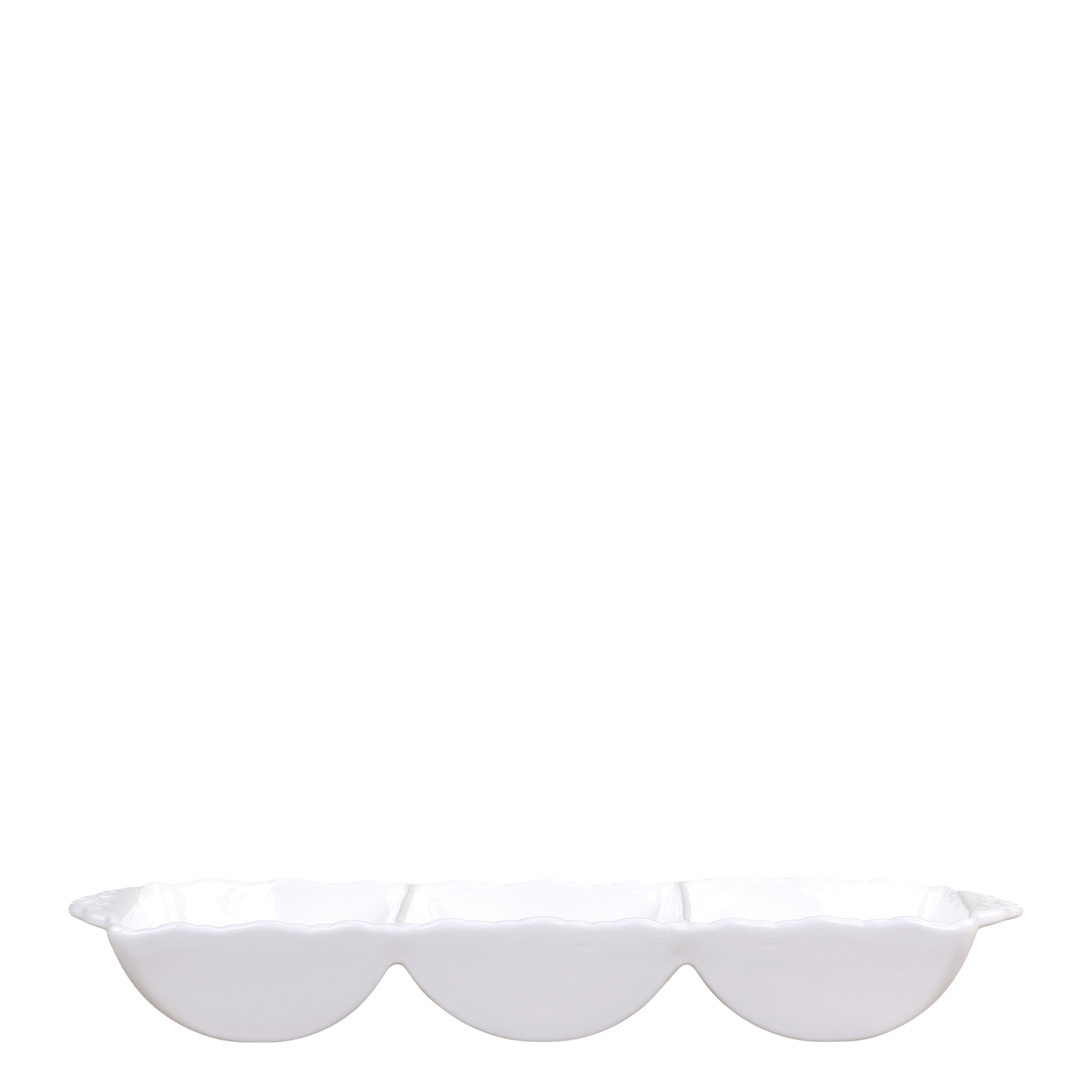 Deko Tablett mit 3 Fächern aus Porzellan, 33 cm lang