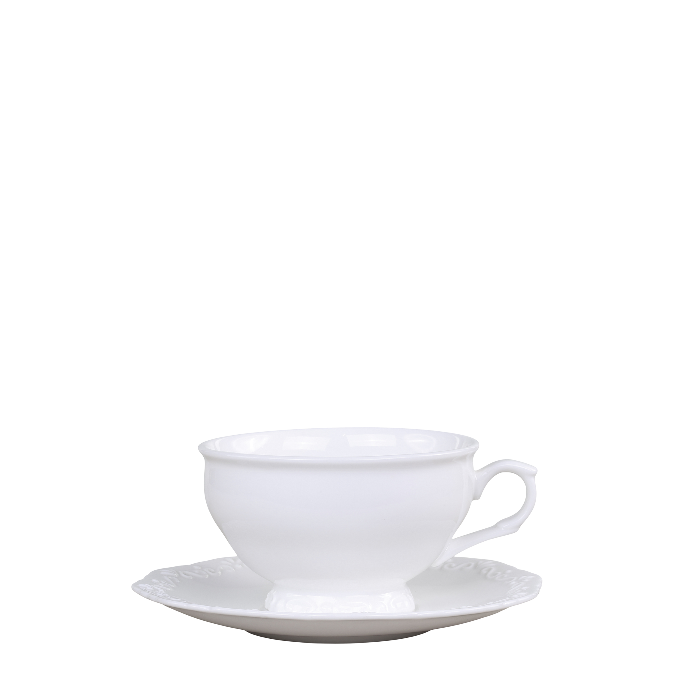Provence Teetasse mit Untertasse, 12 cm, weiß