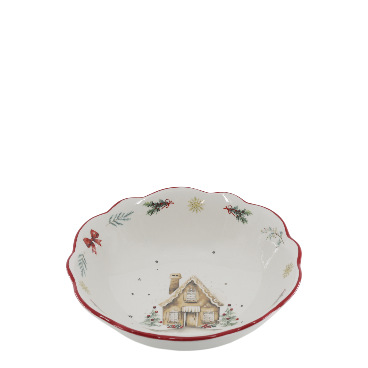 Chalet de Noël Schüssel aus Dolomit, 14 cm, Kirschrot