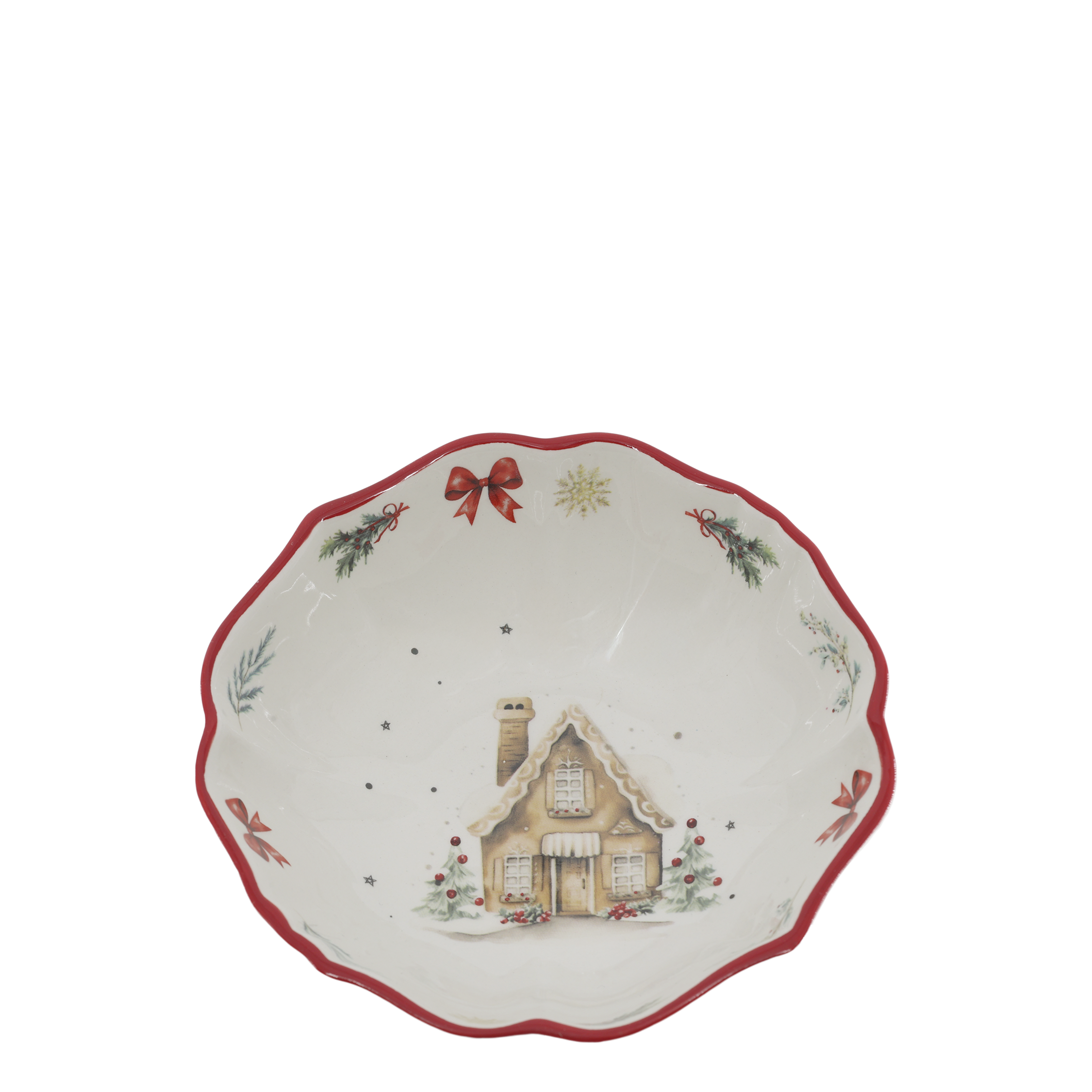 Chalet de Noël Schüssel aus Dolomit, 14 cm, Kirschrot