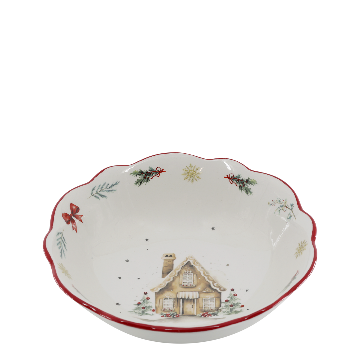 Chalet de Noël Schüssel aus Dolomit, 21 cm Durchmesser