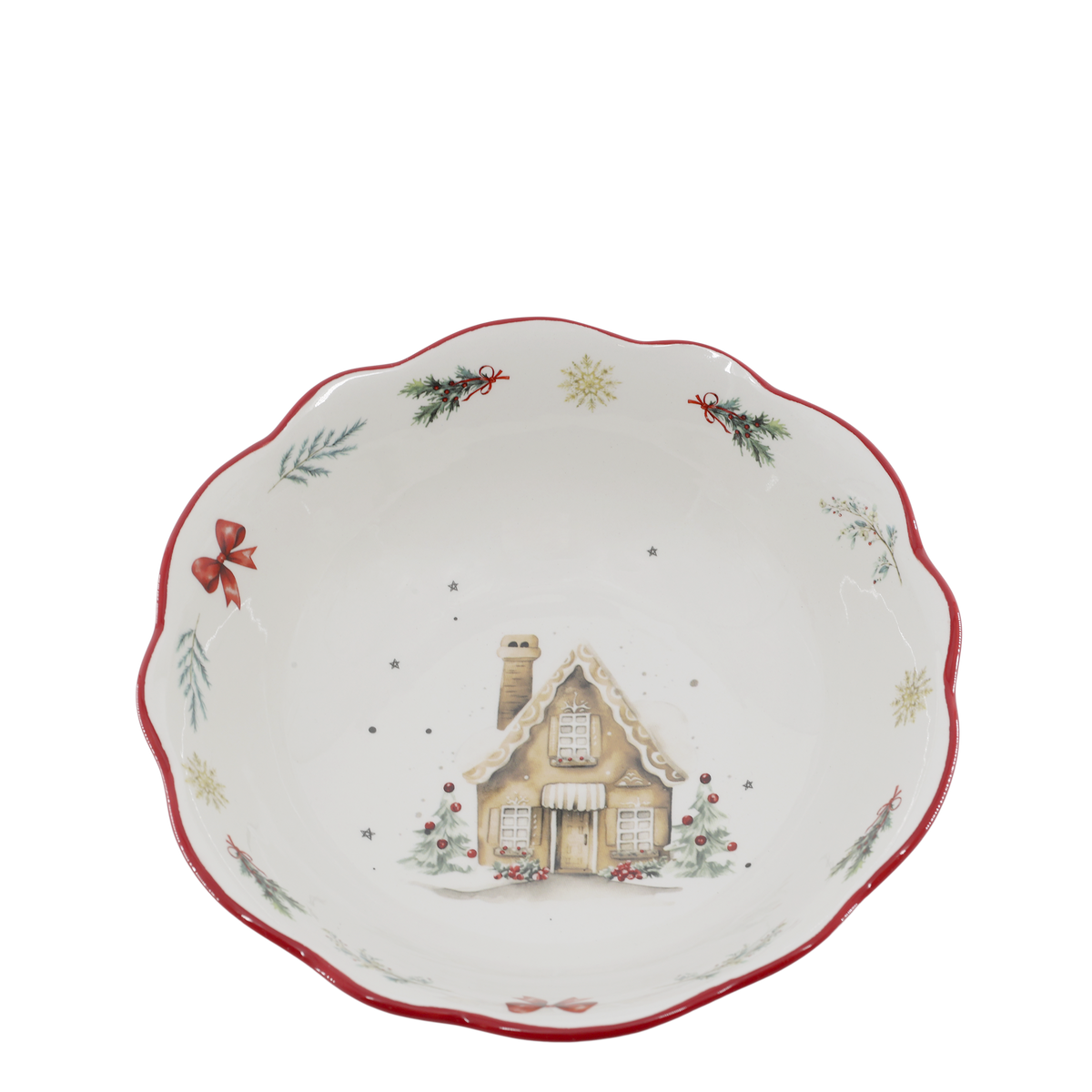 Chalet de Noël Schüssel aus Dolomit, 21 cm Durchmesser
