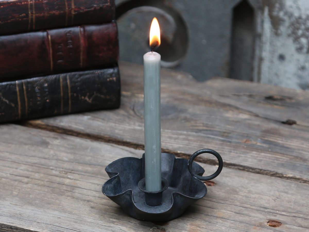 Kammerleuchter für Spitzkerzen, Eisen, antik schwarz, 9 cm