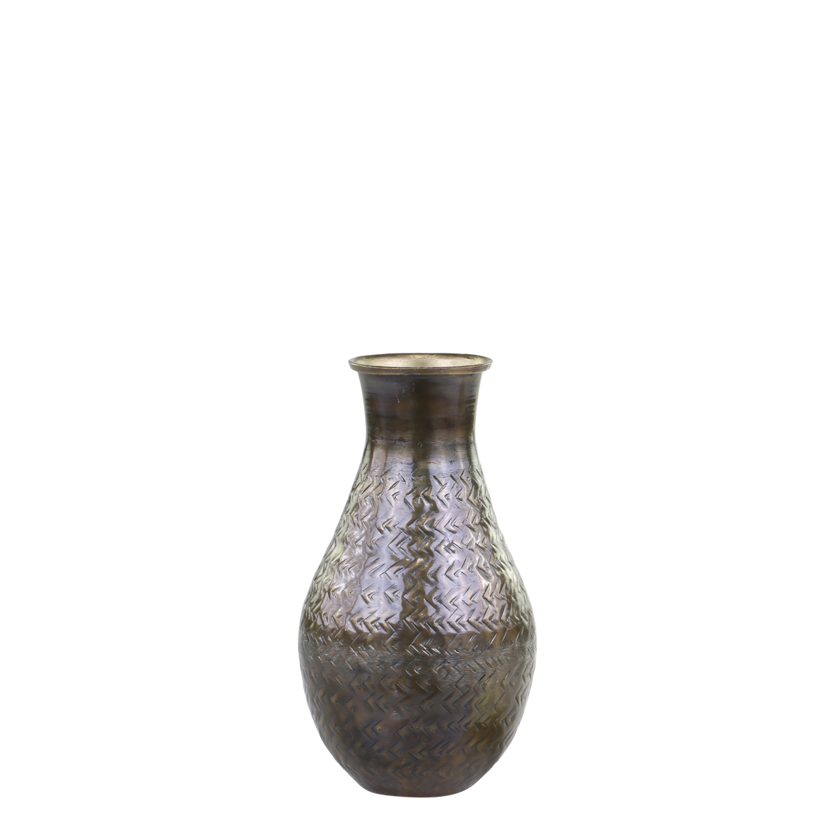 Vasen Deko: Eisen-Vase in Antik-Messing, 19 cm