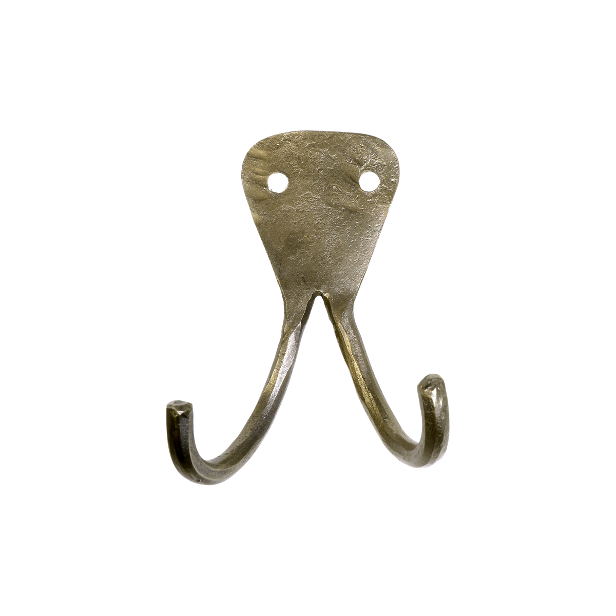 Wandhaken mit 2 Haken aus Eisen, antik messing