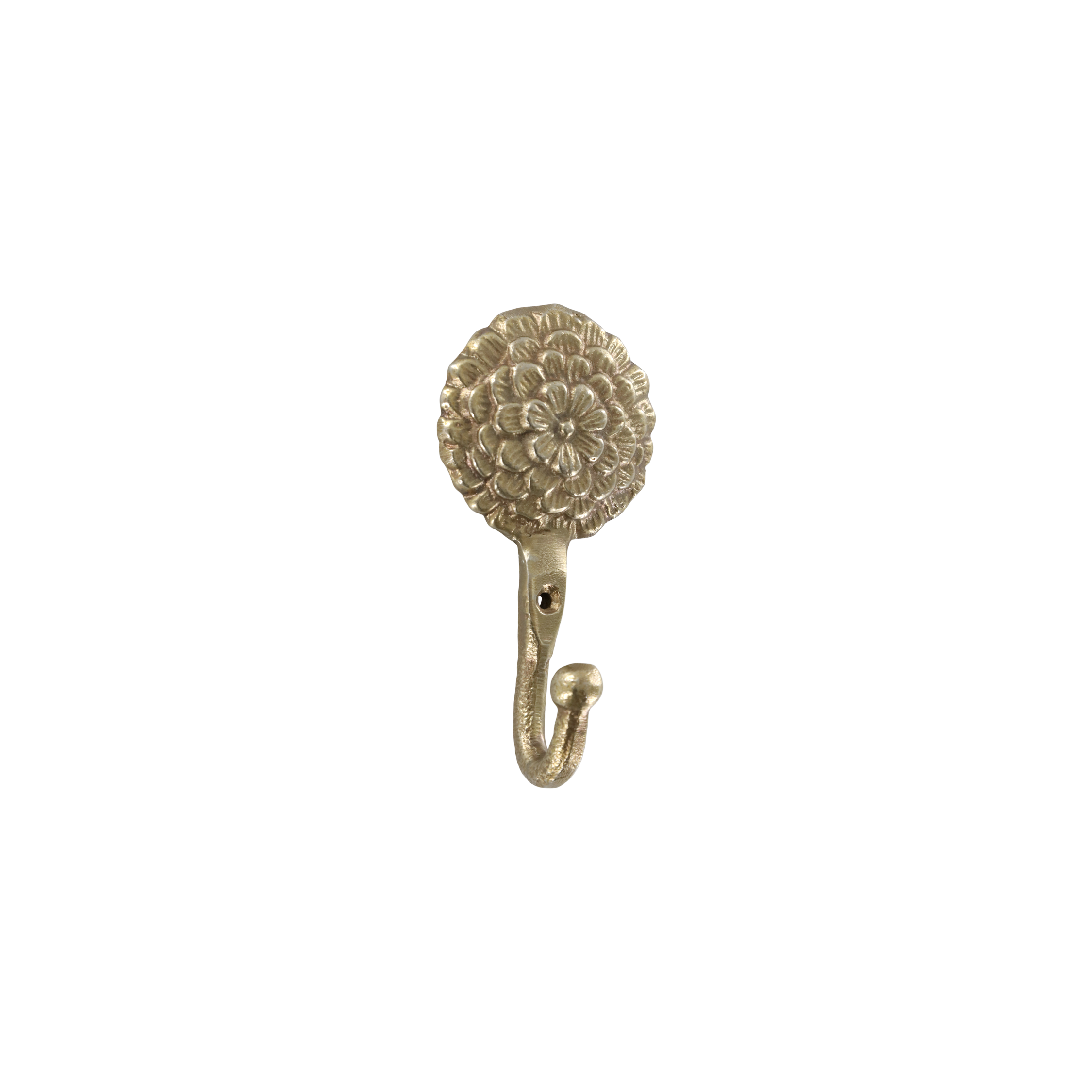 Hook w. flower in brass H11/L5.5 cm antique brass