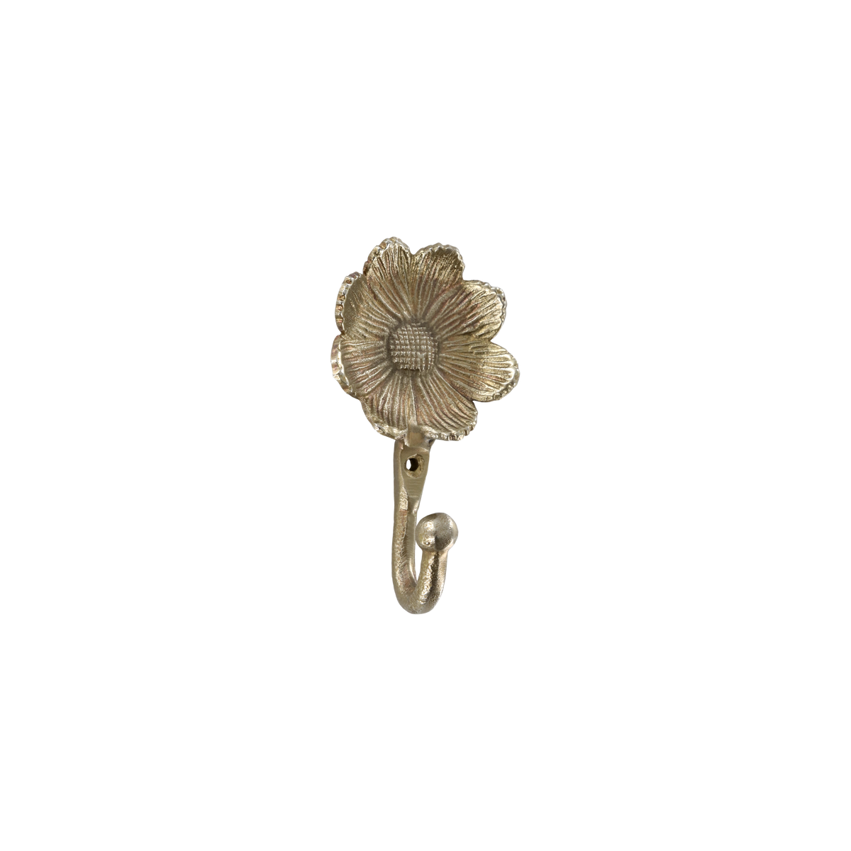 Messing Haken mit Blume – antik, 10 cm hoch