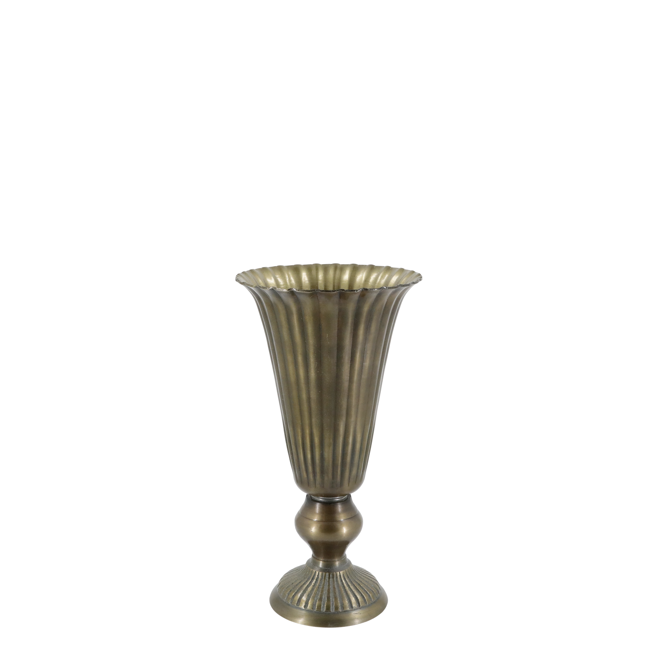 Centrepiece w. grooves H29.5/D11 cm antique brass