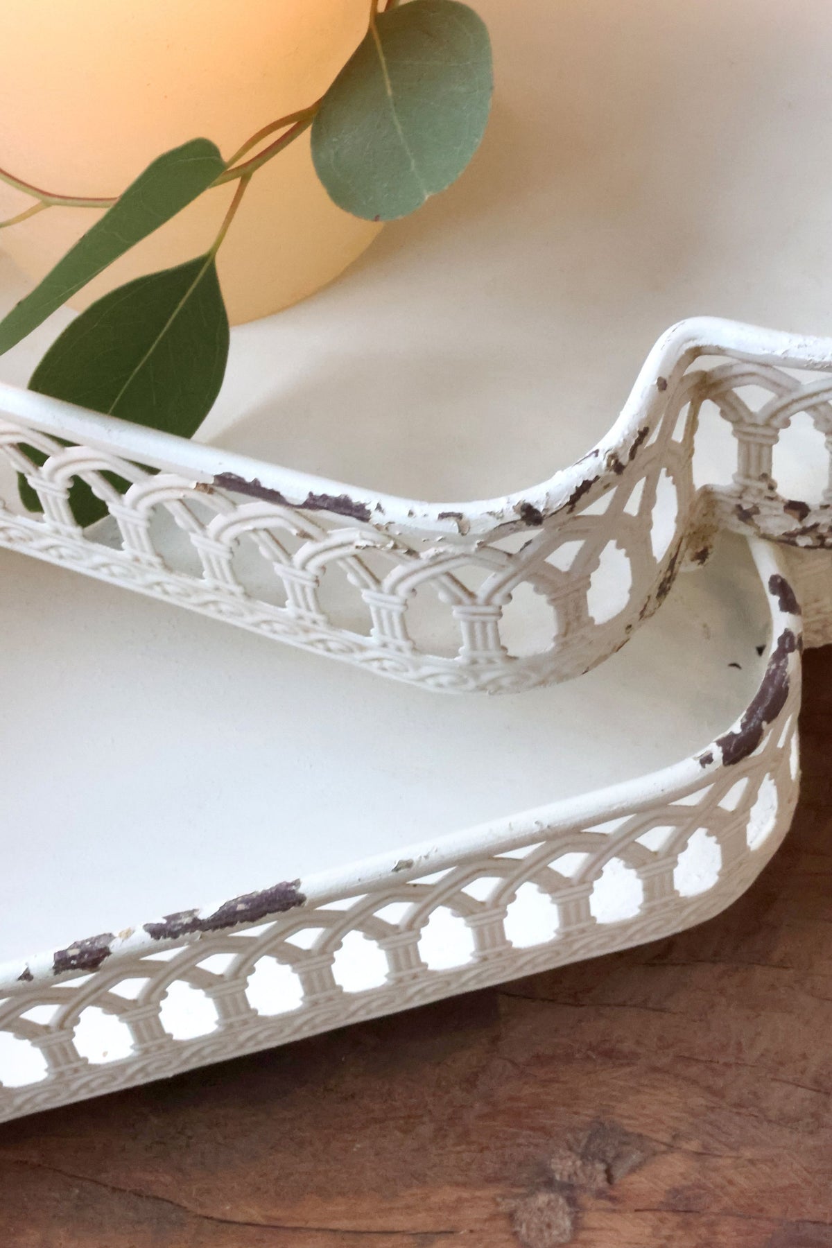 Tablett mit Spitzenkante, 2er-Set, antique creme