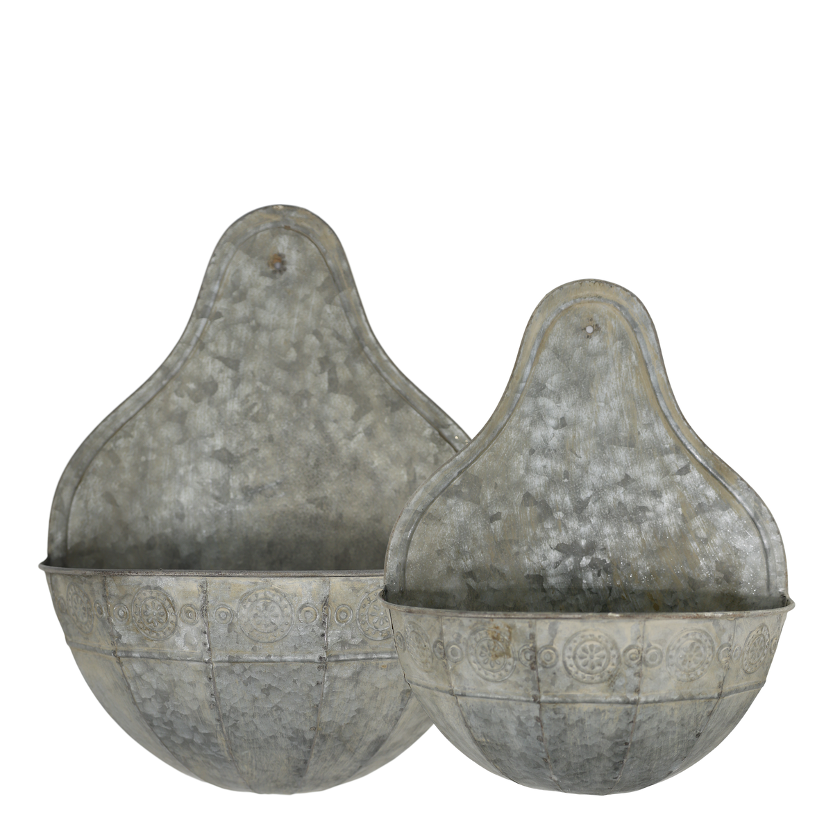 Übertöpfe aus Eisen, 2er-Set, antik Zink, 36 cm hoch