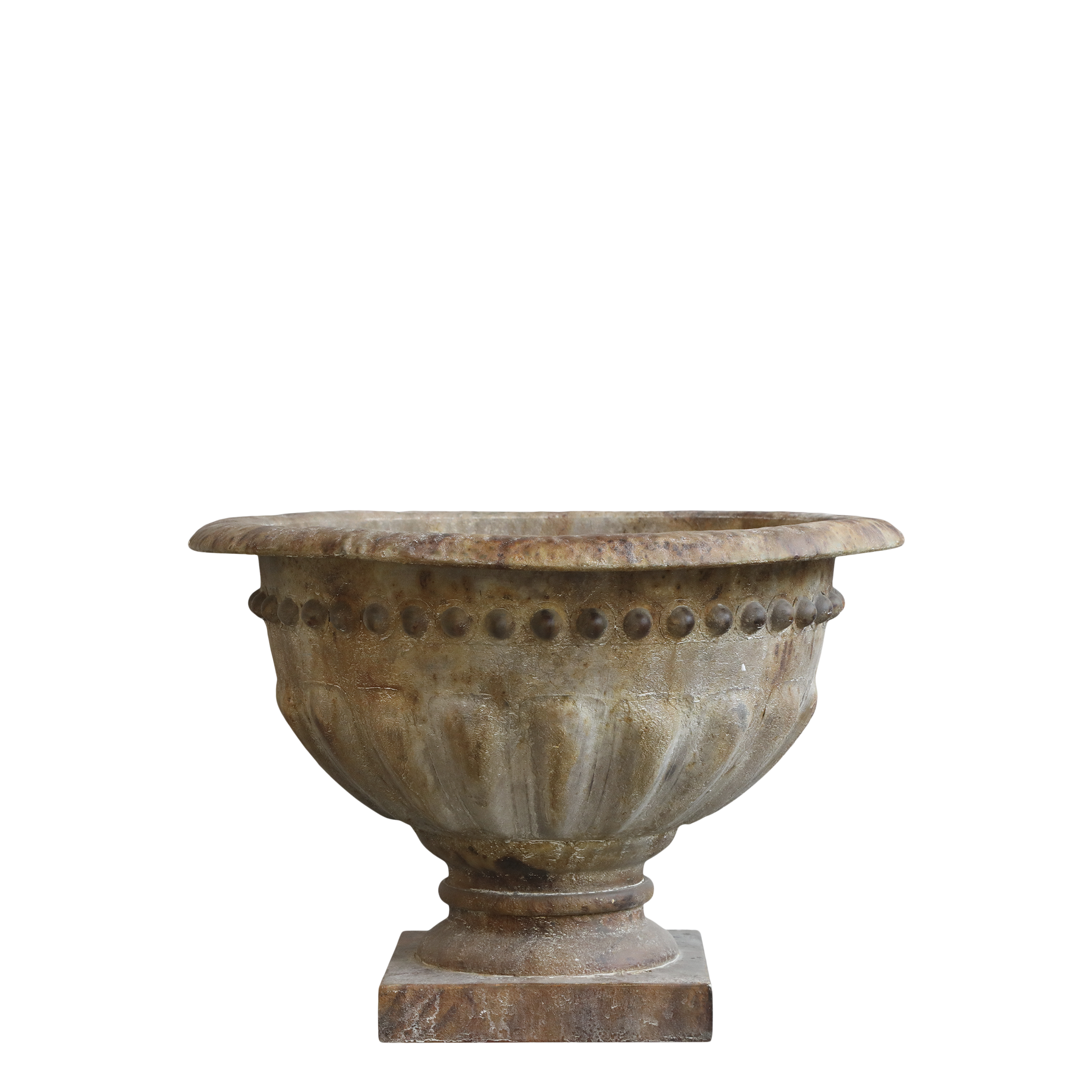 Planter on foot w. decor for deco H35.5/D46.5 cm antique nature