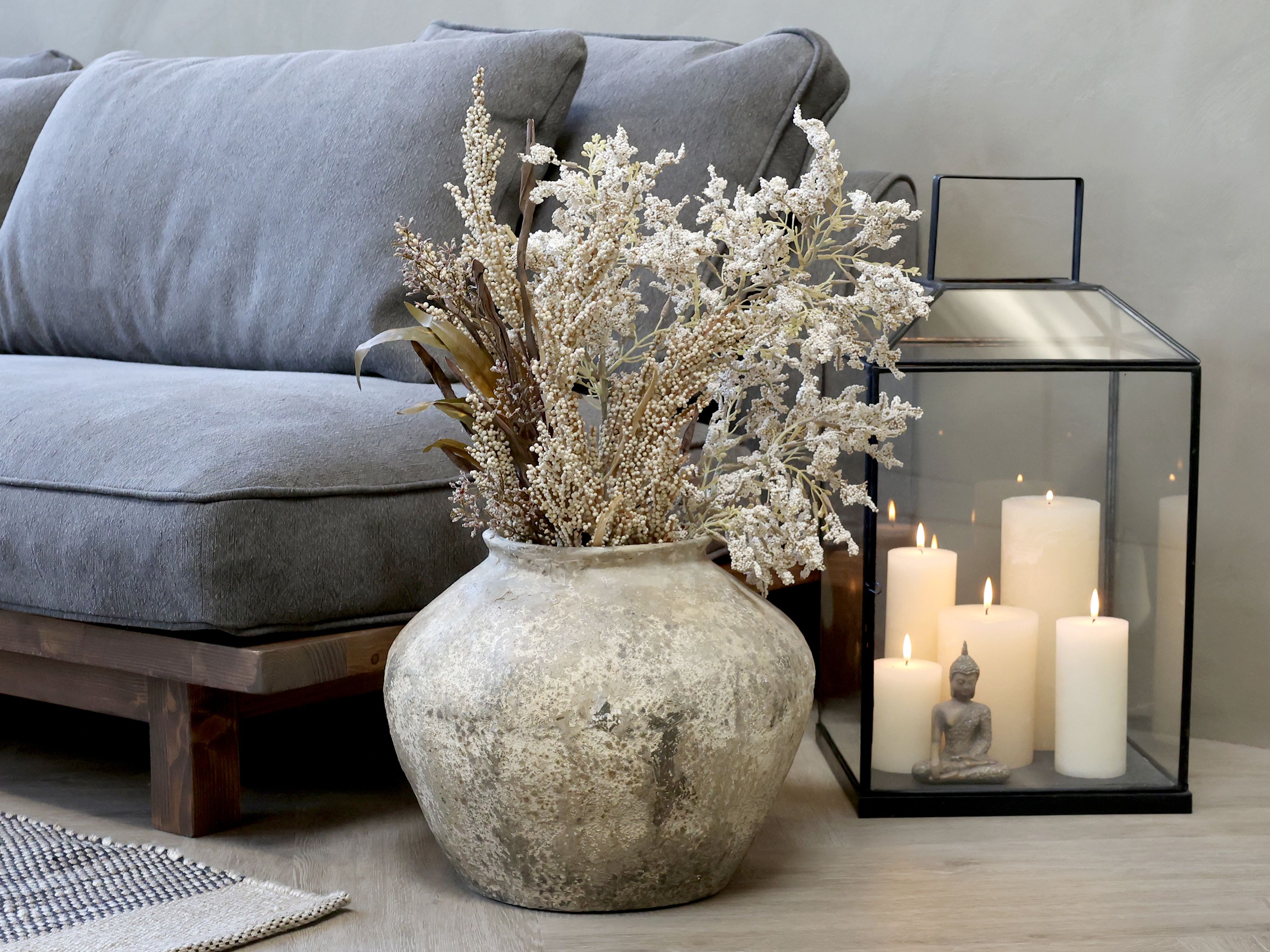 Vase Antique Creme aus Polyresin, 30 cm hoch