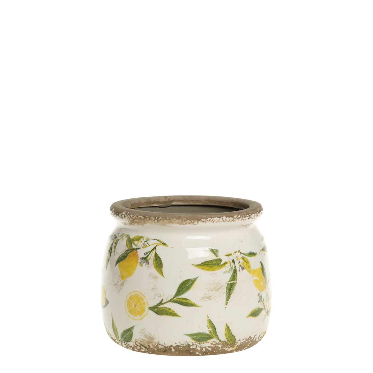 Limone Blumentopf mit Zitronenmotiv, 15,5 cm creme