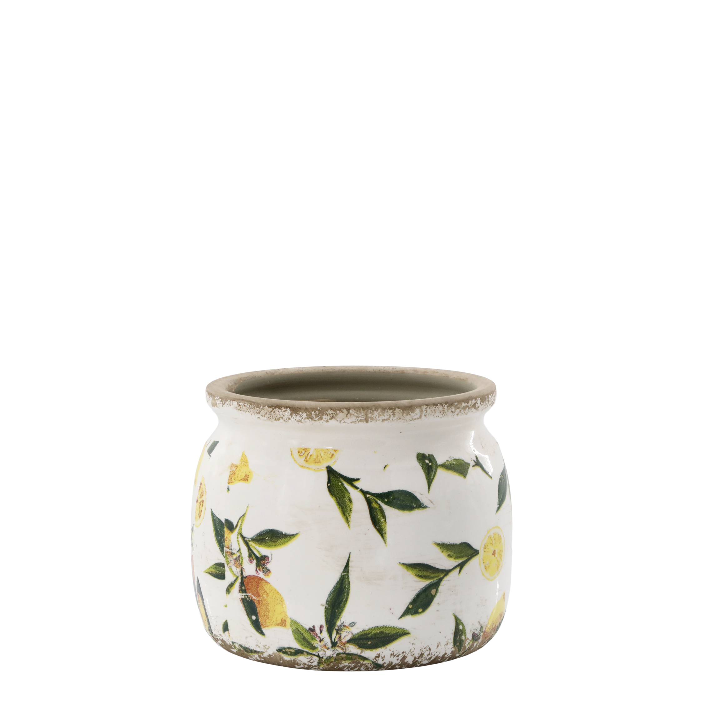 Limone Blumentopf mit Zitronenmotiv, 15,5 cm creme