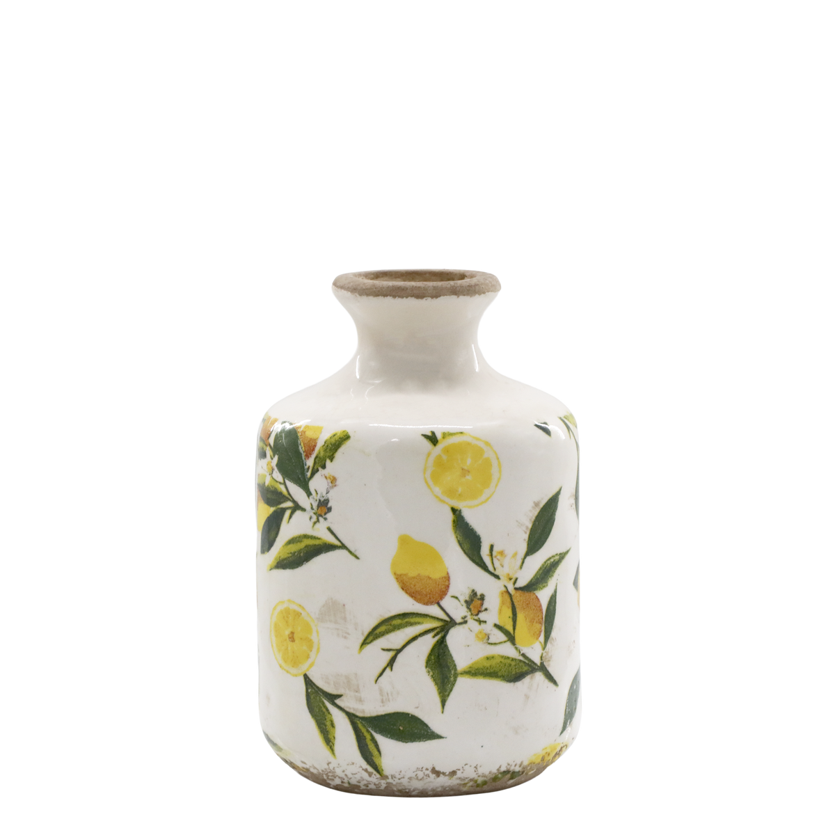 Limone Flasche mit Zitronenmotiv, 17 cm hoch, creme