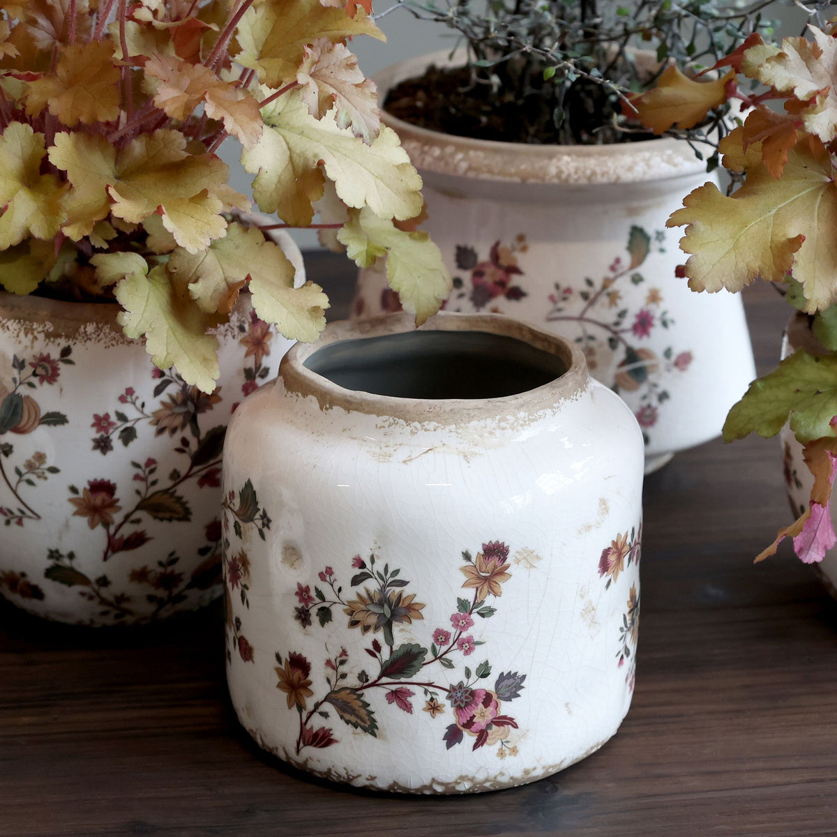 Blumentopf Nancy aus Keramik, Creme, 13,5 cm hoch