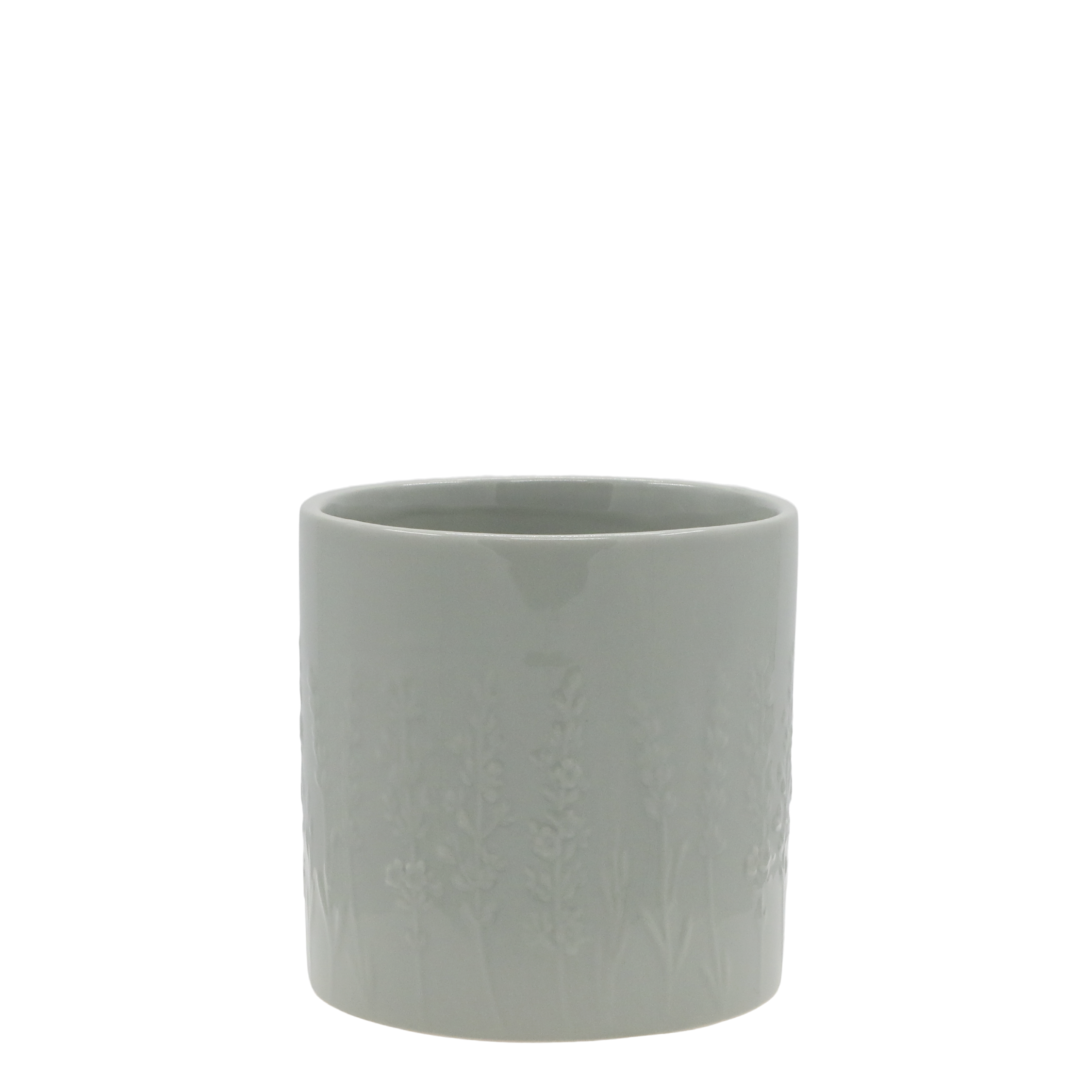 Fayence Blumentopf mit Blumen, Porzellan, 10,5 cm hoch