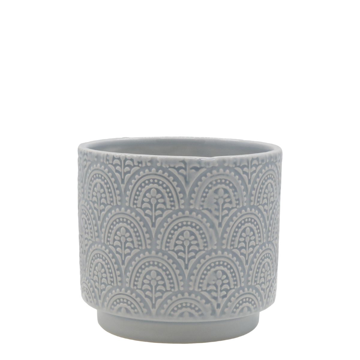Fayence Blumentopf mit Muster, 13 cm hoch, 14 cm Durchmesser