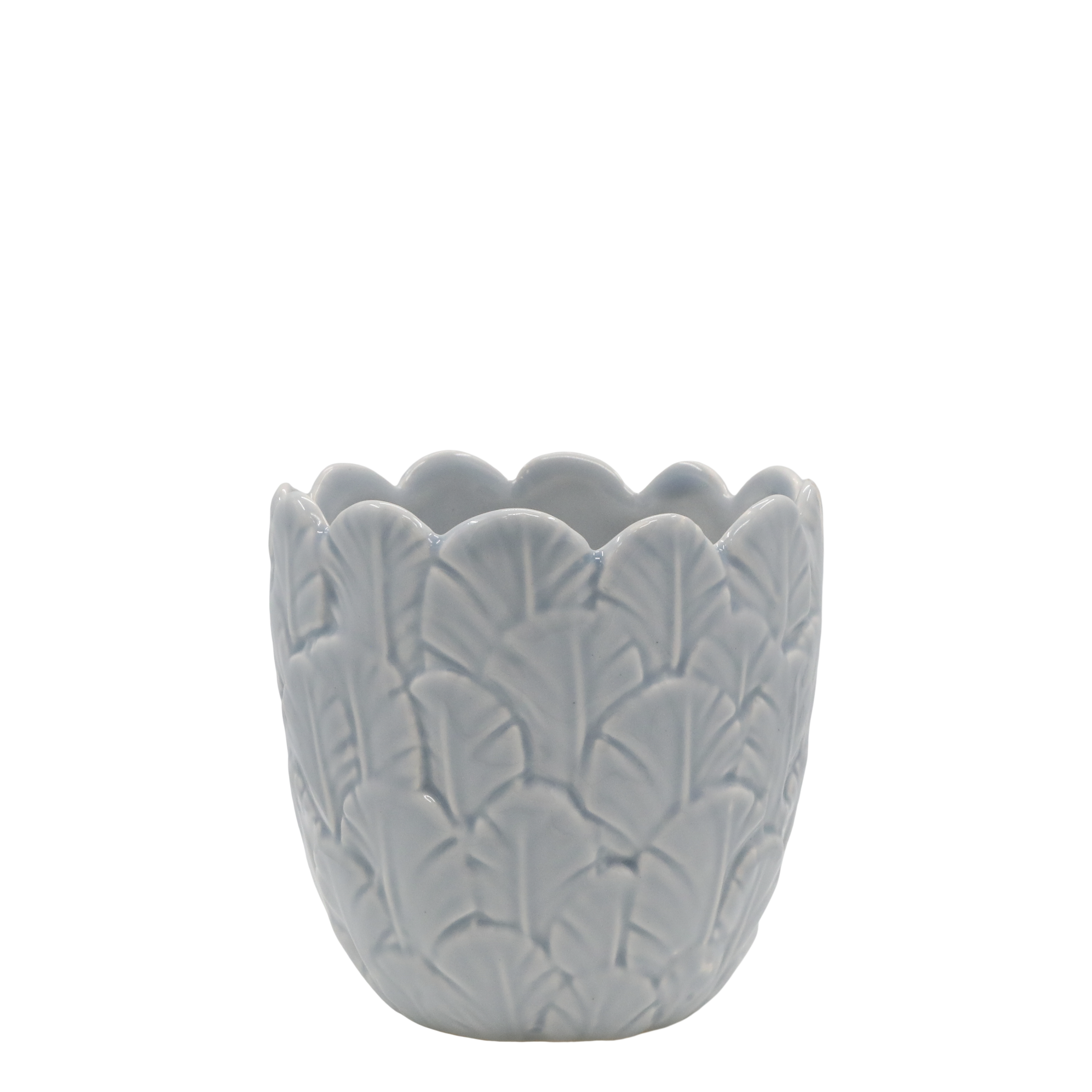 Blumen Übertöpfe: Fayence Blumentopf mit Blumen, 11,5 cm