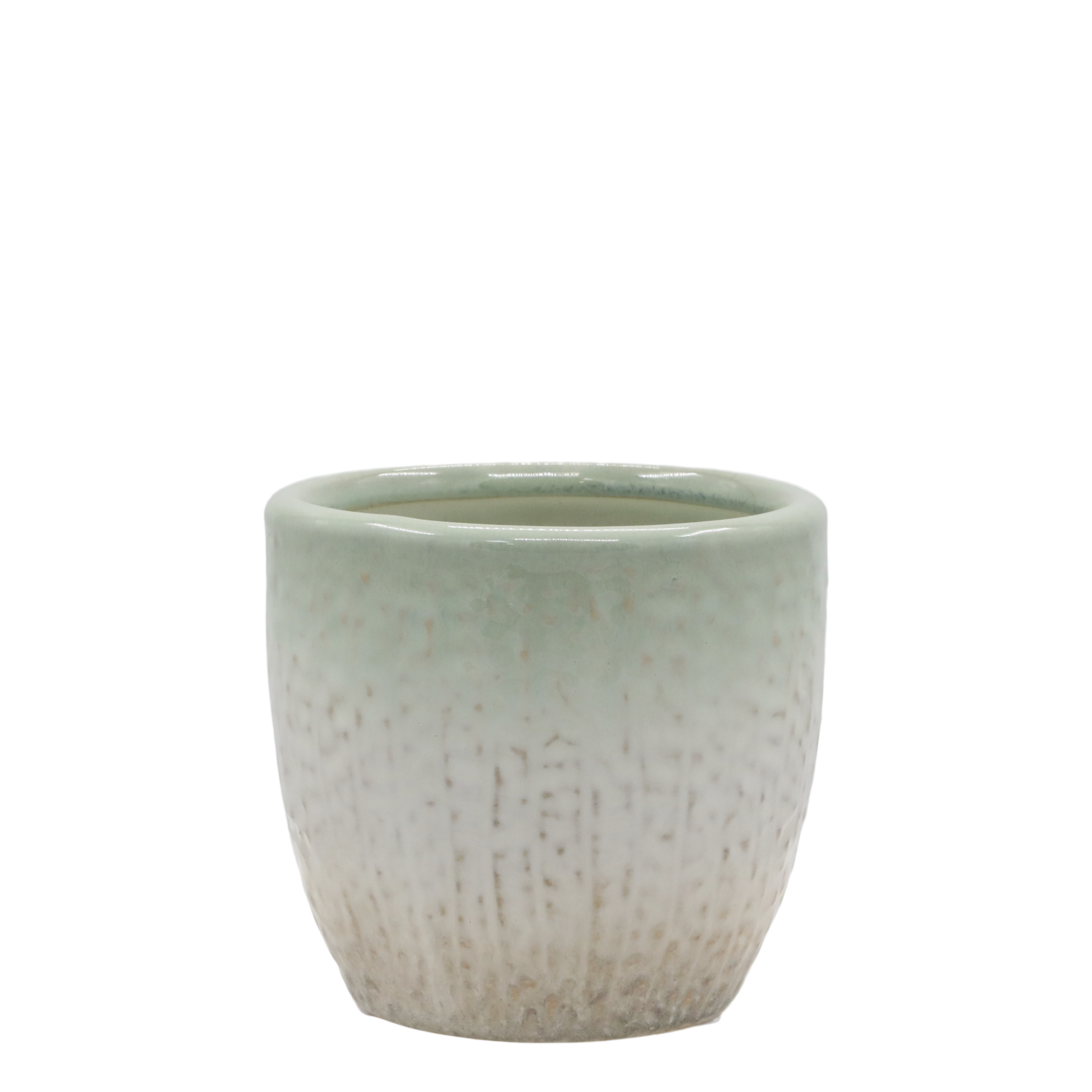 Fayence Blumentopf mit Muster, 11 cm hoch, 12 cm Durchmesser
