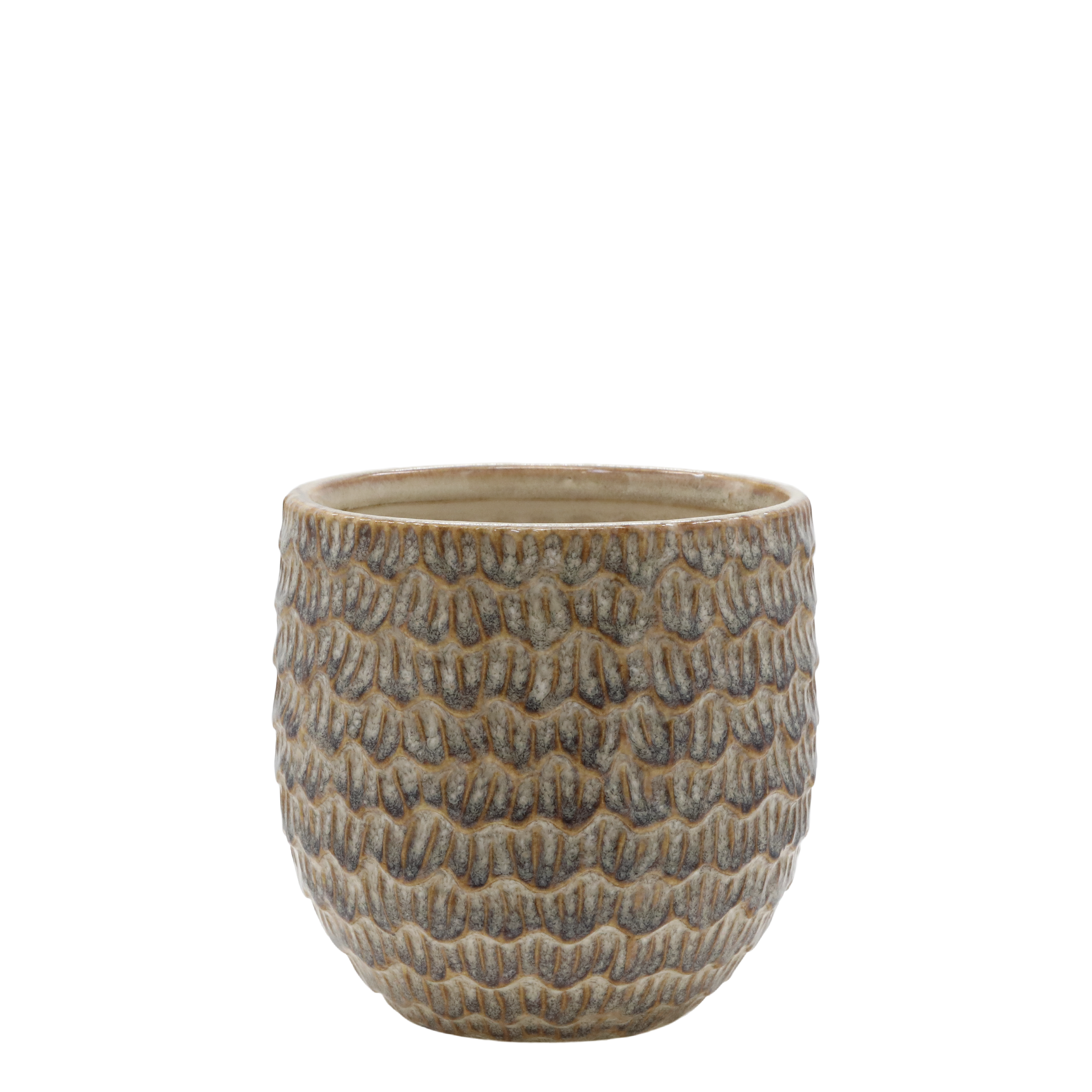 Gaston Planter w. pattern H11/D11 cm latte