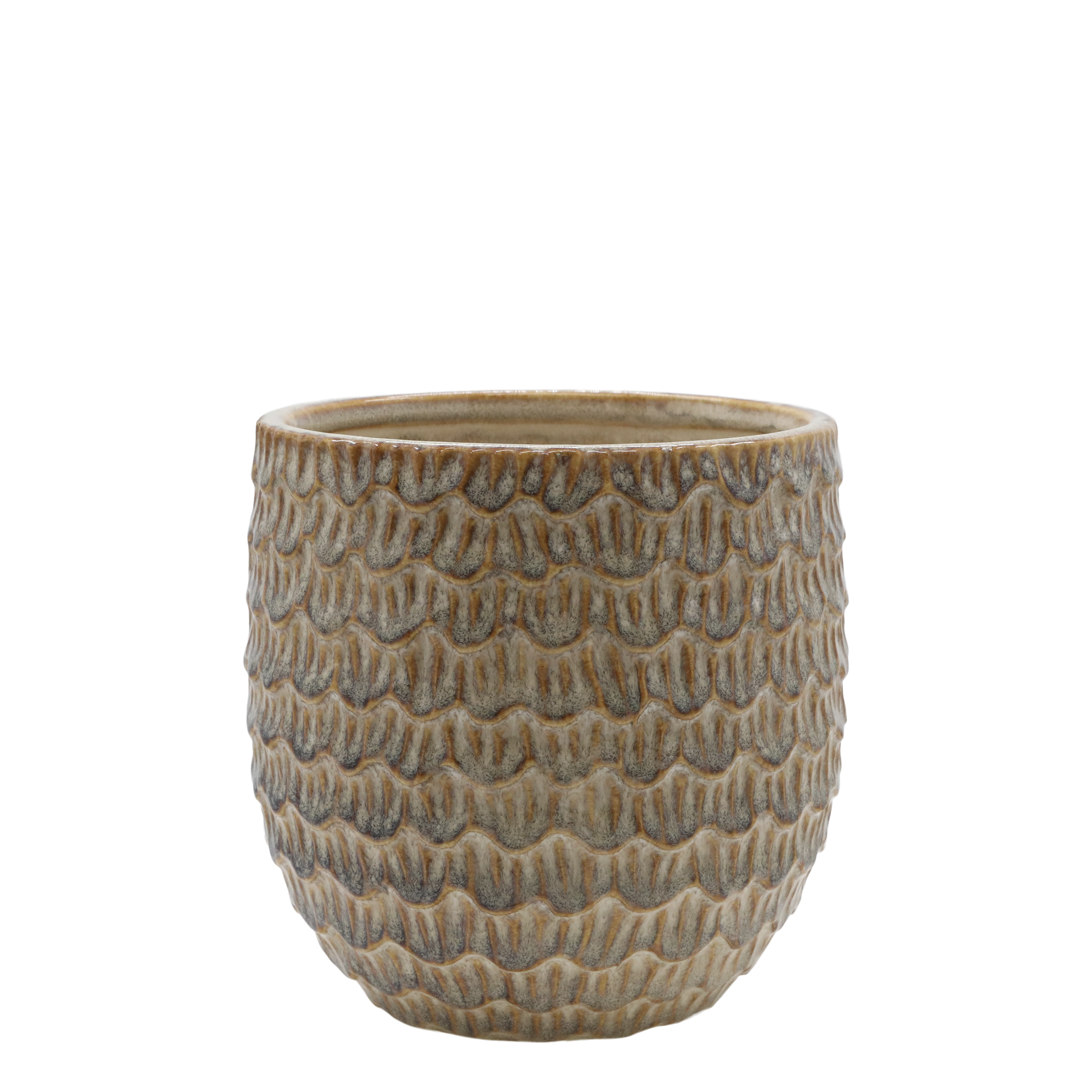 Gaston Planter w. pattern H14/D14 cm latte