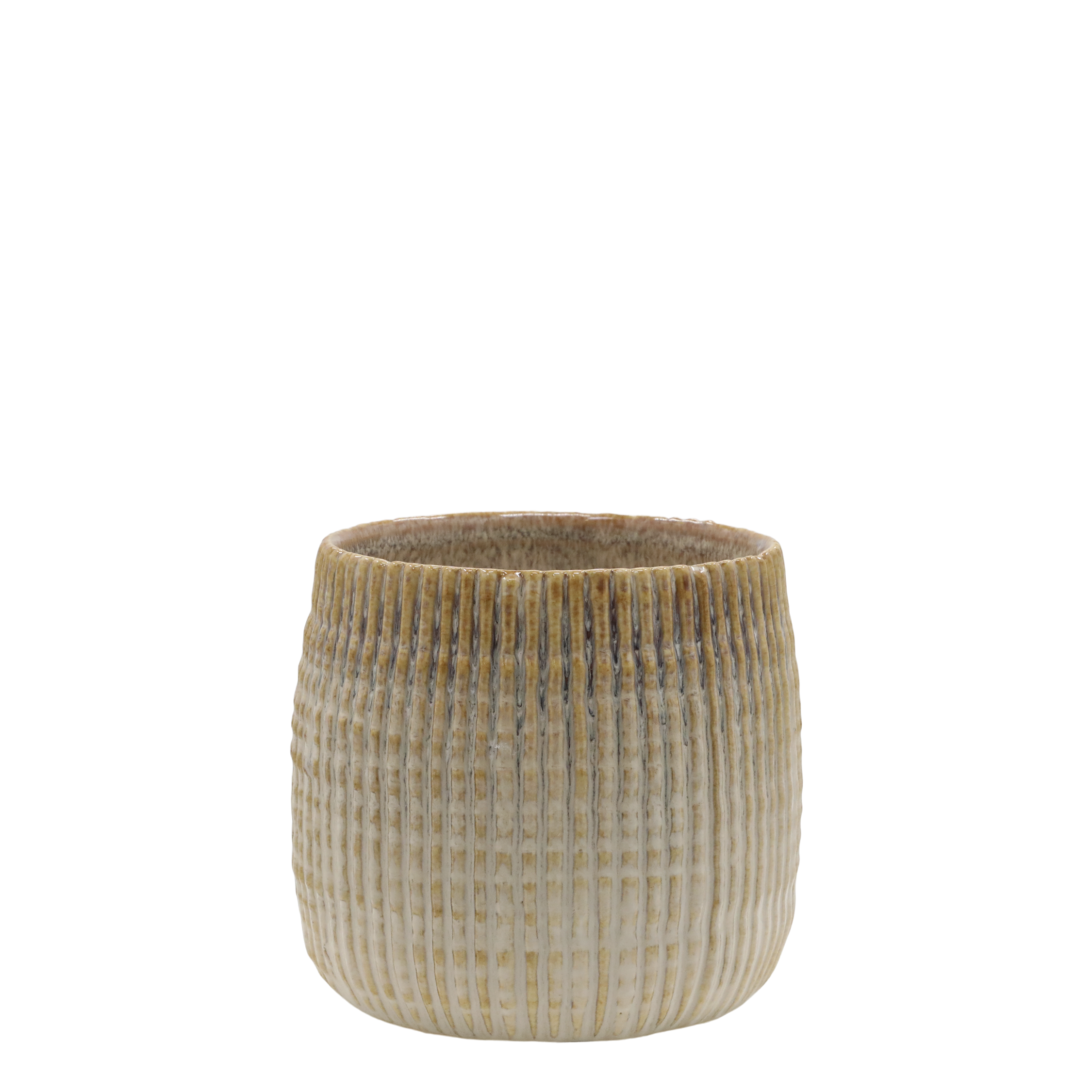 Gaston Planter w. pattern H11/D12 cm latte
