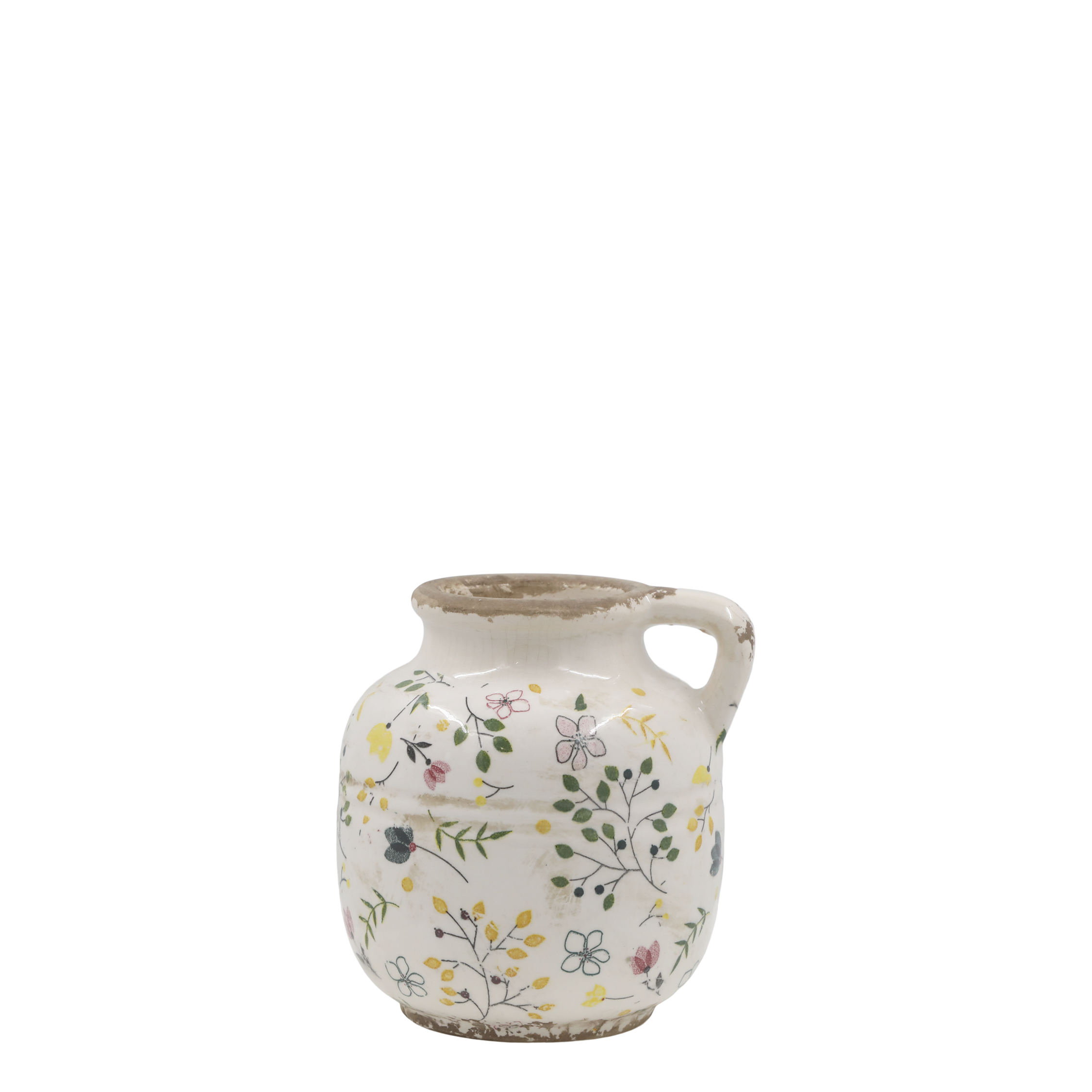 Cavaillon Vase mit Blumenmotiv, 13 cm hoch, creme