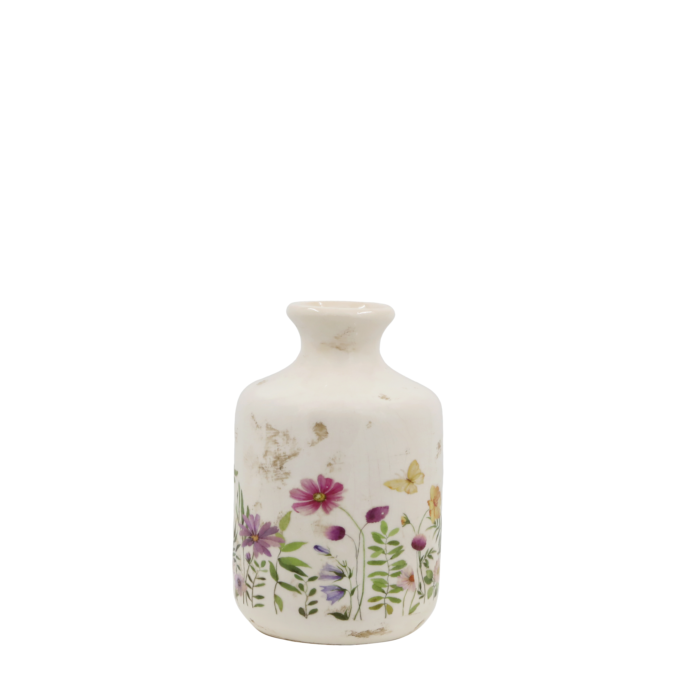 Avignon Vase mit Blumenmotiv, 17,5 cm hoch, creme