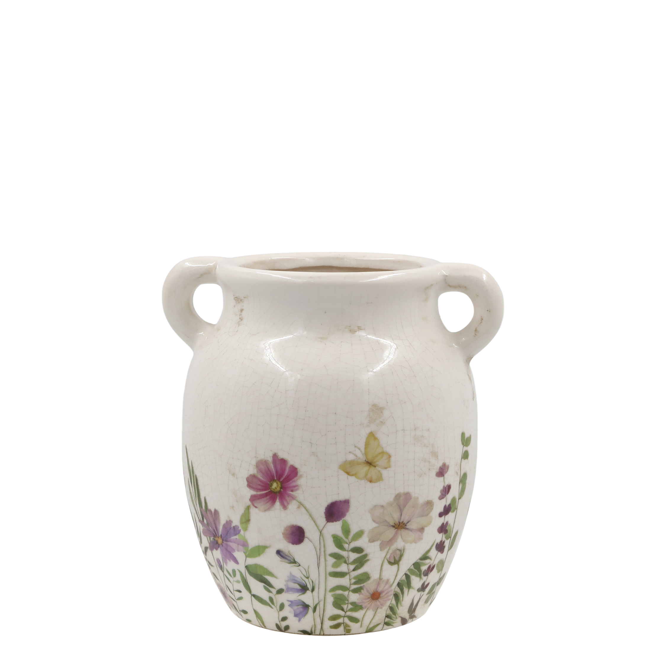 Avignon Kanne mit Blumenmotiv, 19,5 cm hoch, creme