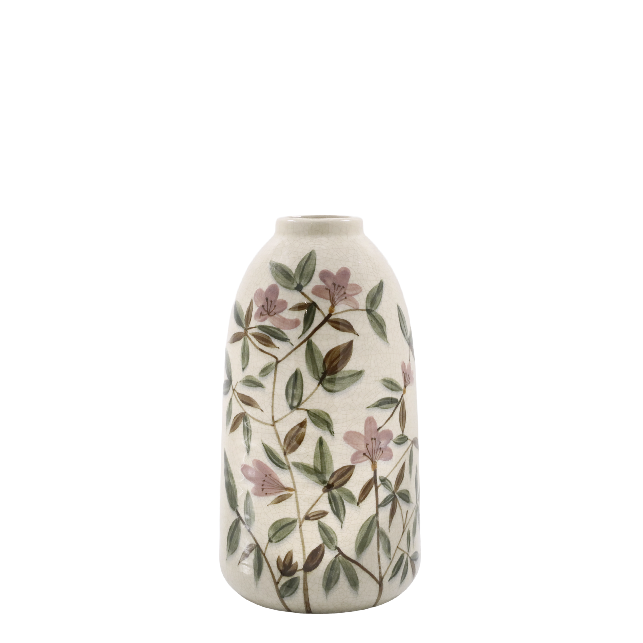 Vase mit Blumenmotiv, Höhe 33 cm, creme