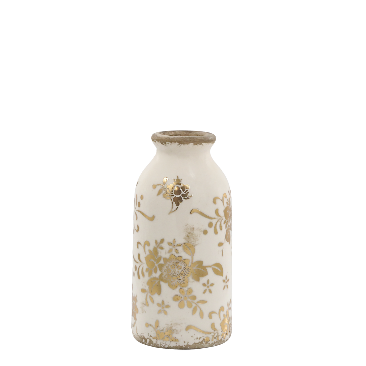 Vase Melun aus Keramik, antique messing, 15,5 cm hoch