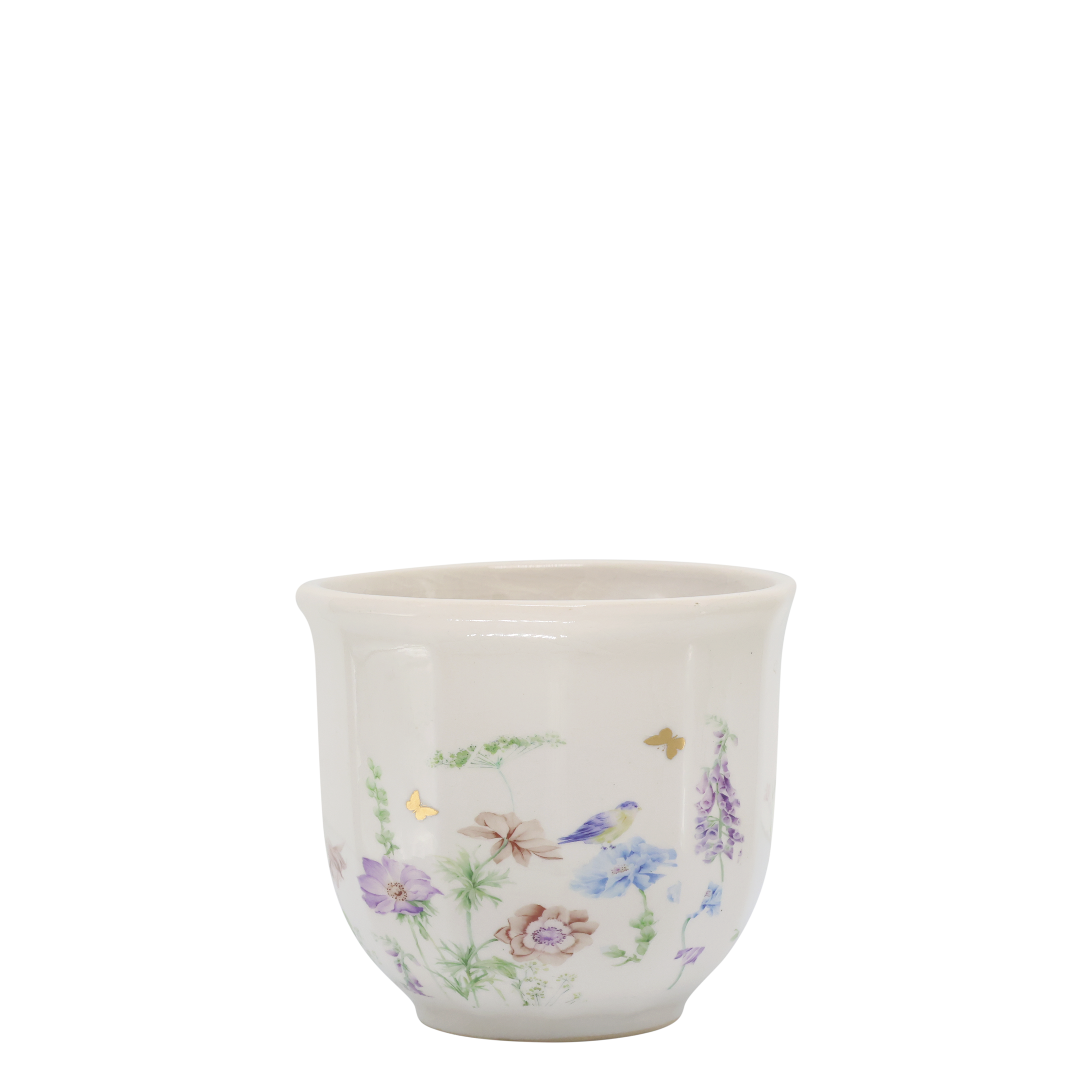 Blumen Übertopf Papillon mit Blumen, 10,5 cm hoch, creme