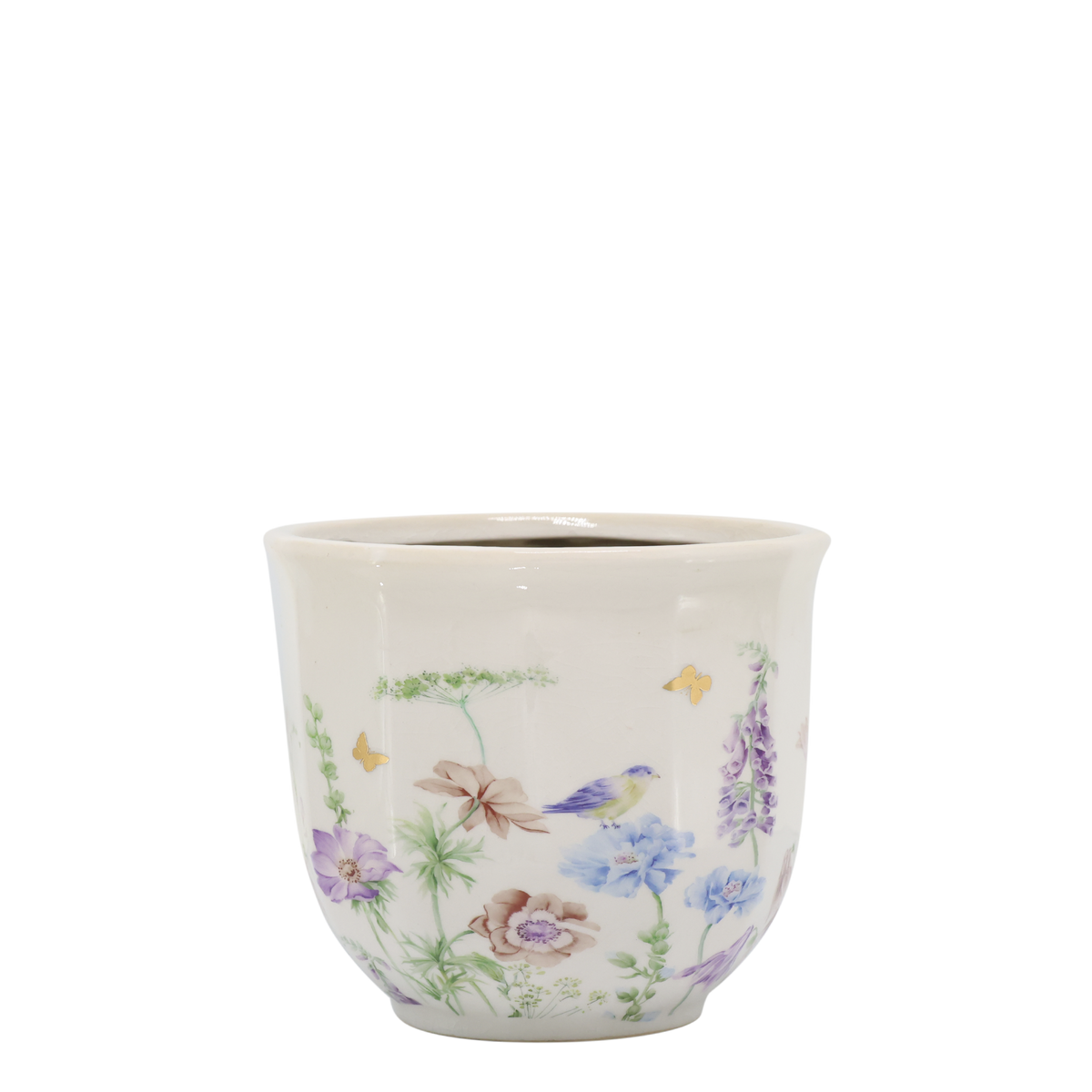 Blumen Übertopf Papillon aus Keramik, creme, 12,5 cm hoch