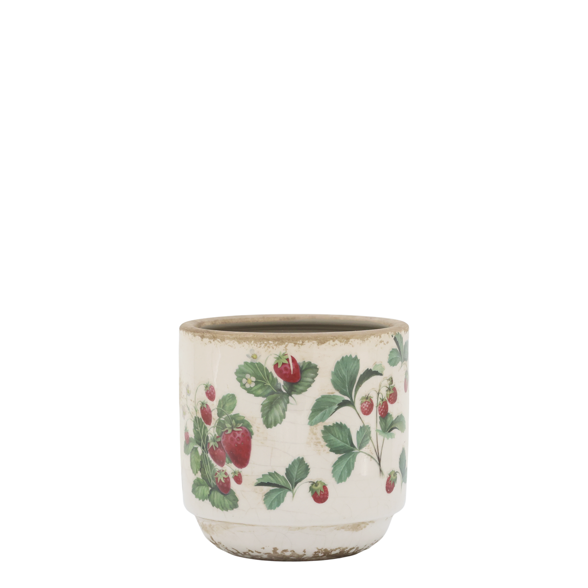 Fraises Übertopf mit Erdbeeren, 10 cm, creme