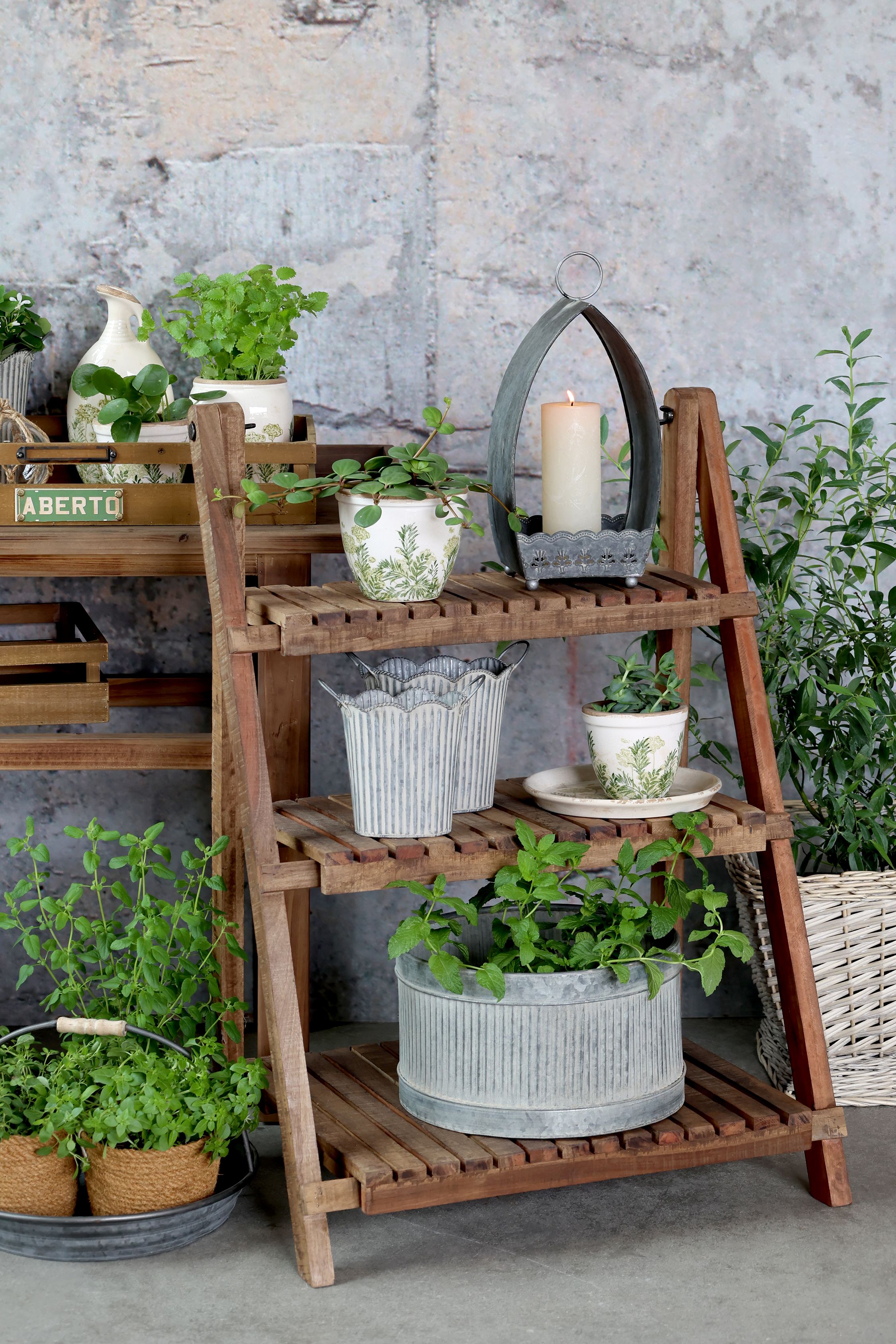 Laval Übertopf mit Blumendruck, Keramik, 10,5 cm hoch