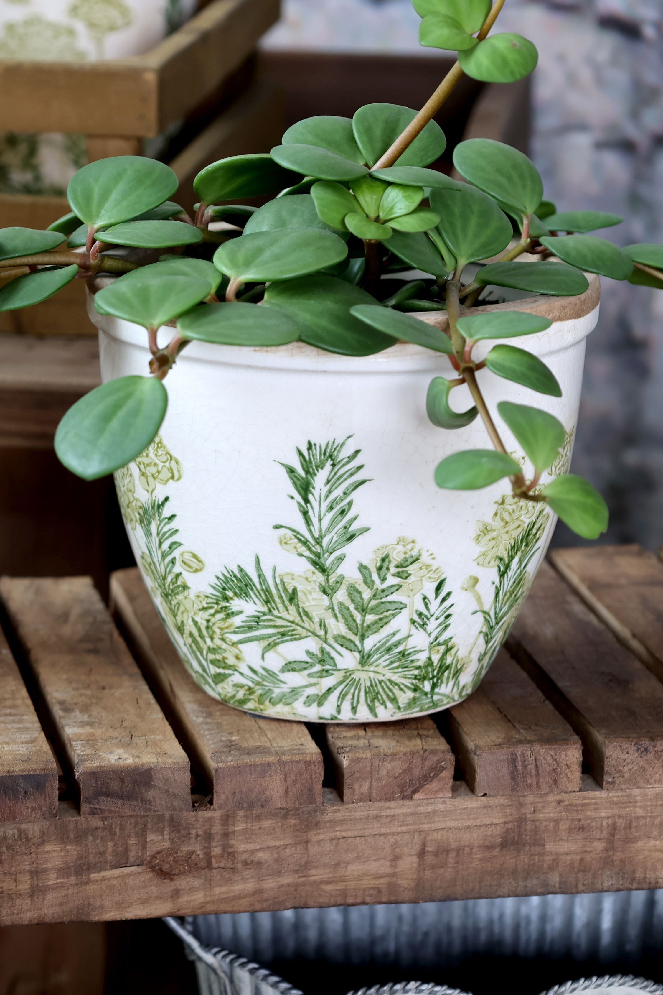 Laval Übertopf Blumendruck, Keramik, 13 cm hoch