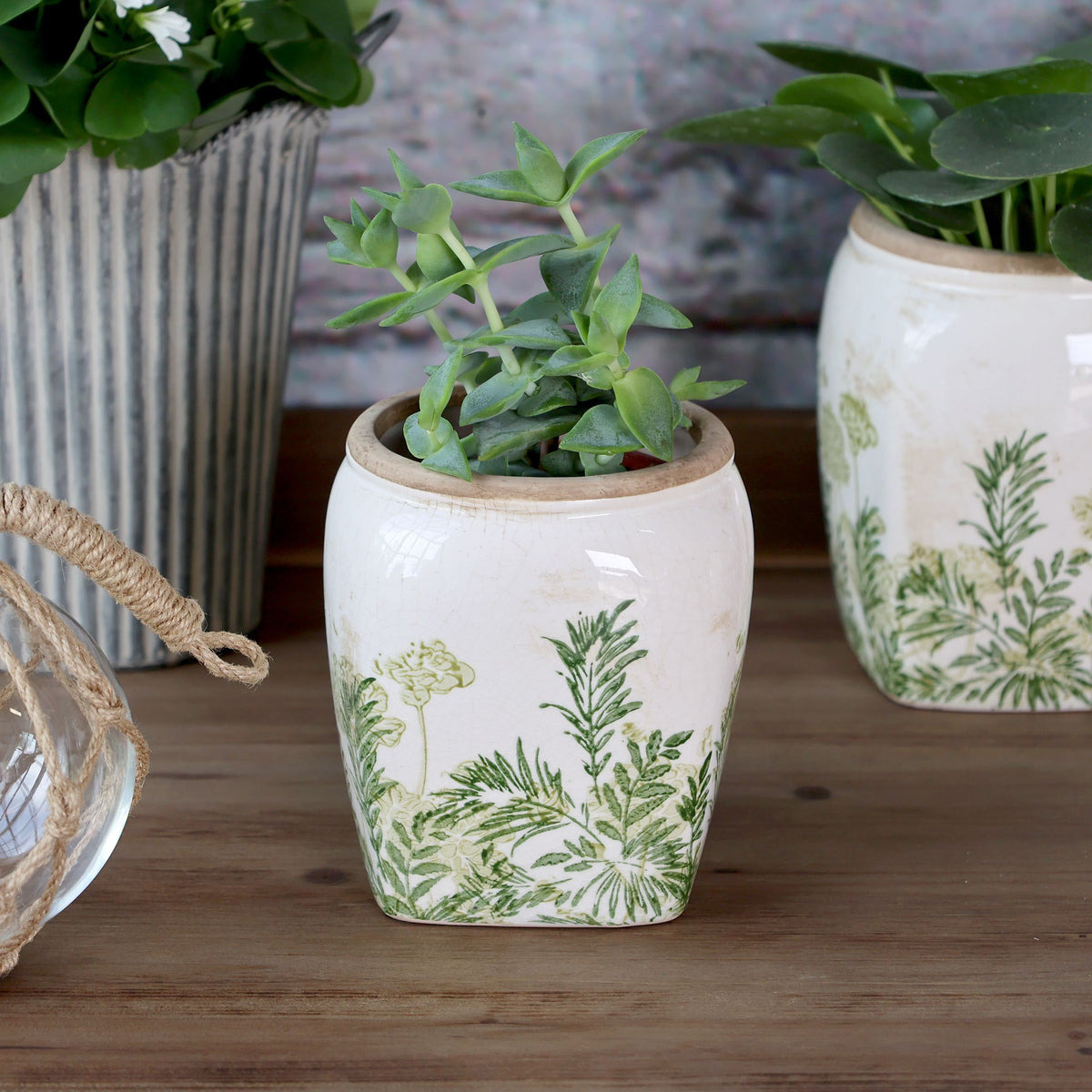Laval Übertopf mit Blumendruck, Keramik, 13 cm hoch