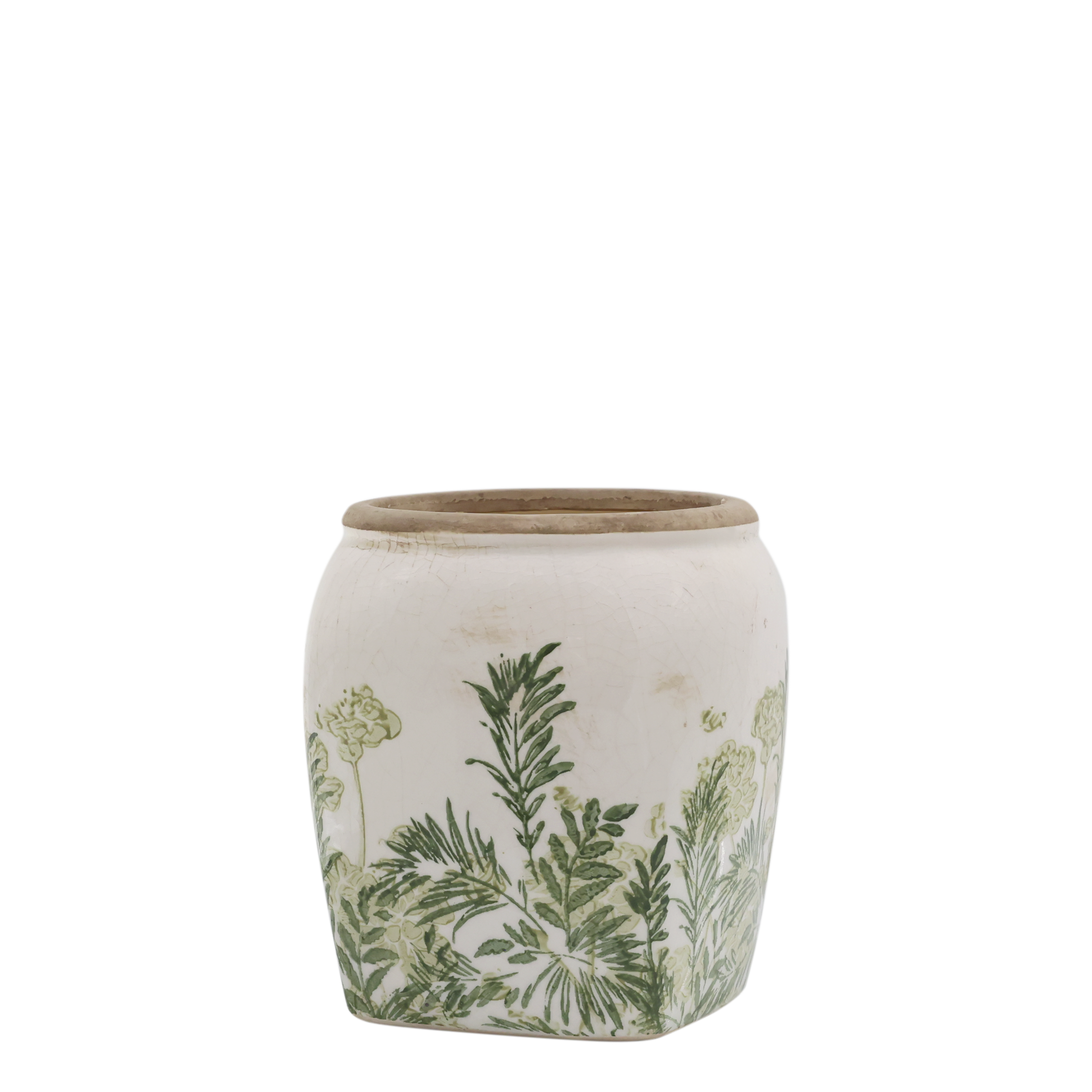 Laval Übertopf mit Blumendruck, Keramik, 13 cm hoch