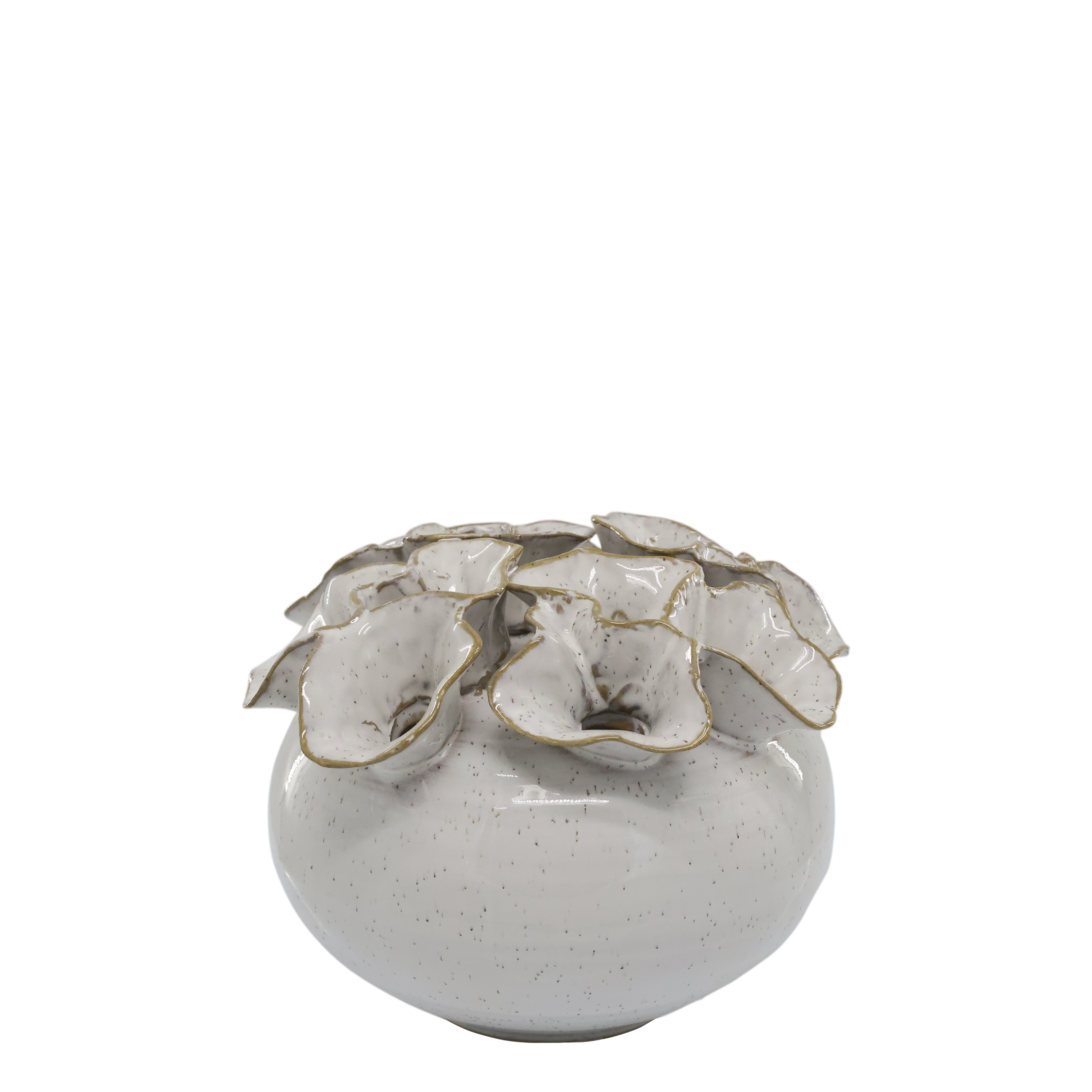 Vase für eine Blume mit 12 Löchern, antique creme