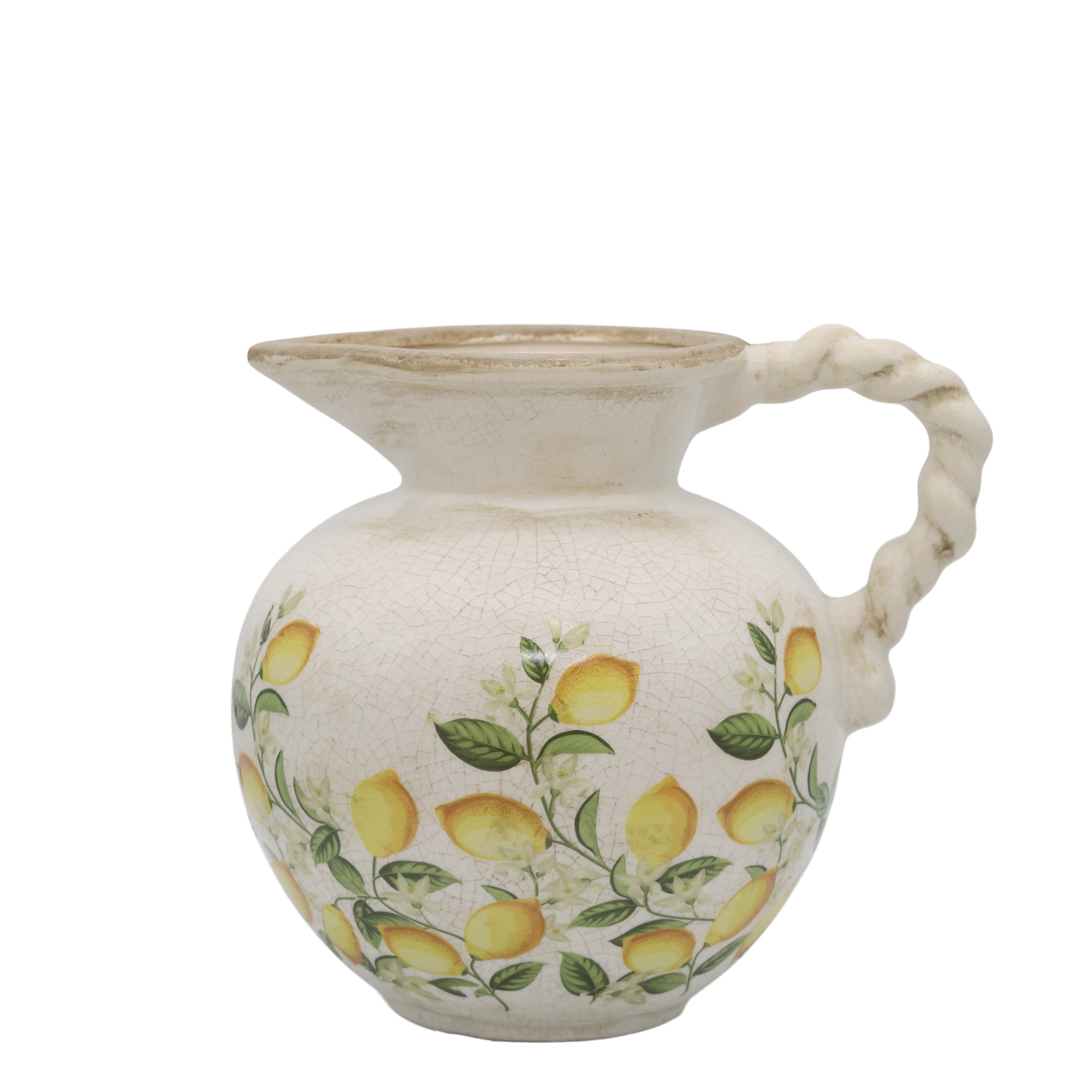Kanne als Übertopf für Blumen, 18,5 cm hoch, creme