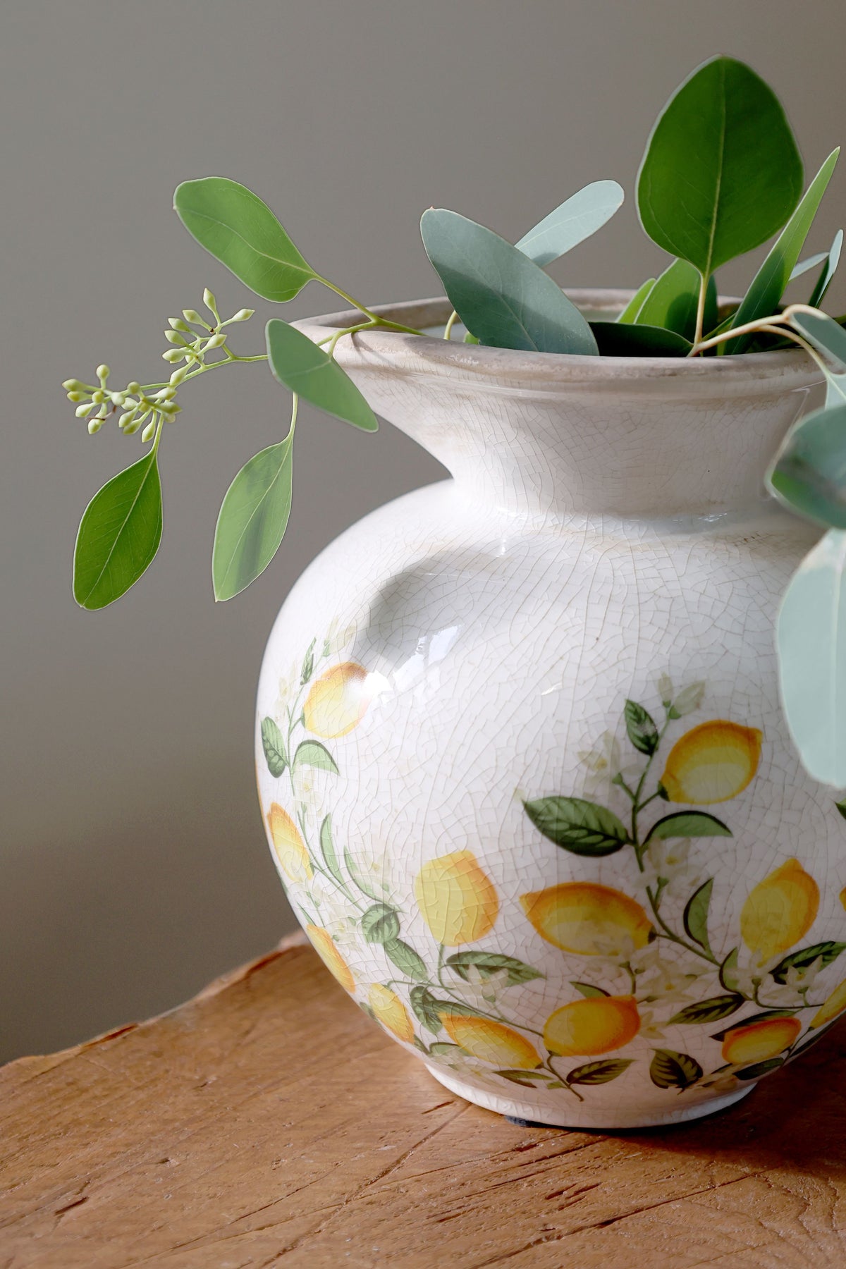 Kanne als Übertopf für Blumen, 18,5 cm hoch, creme