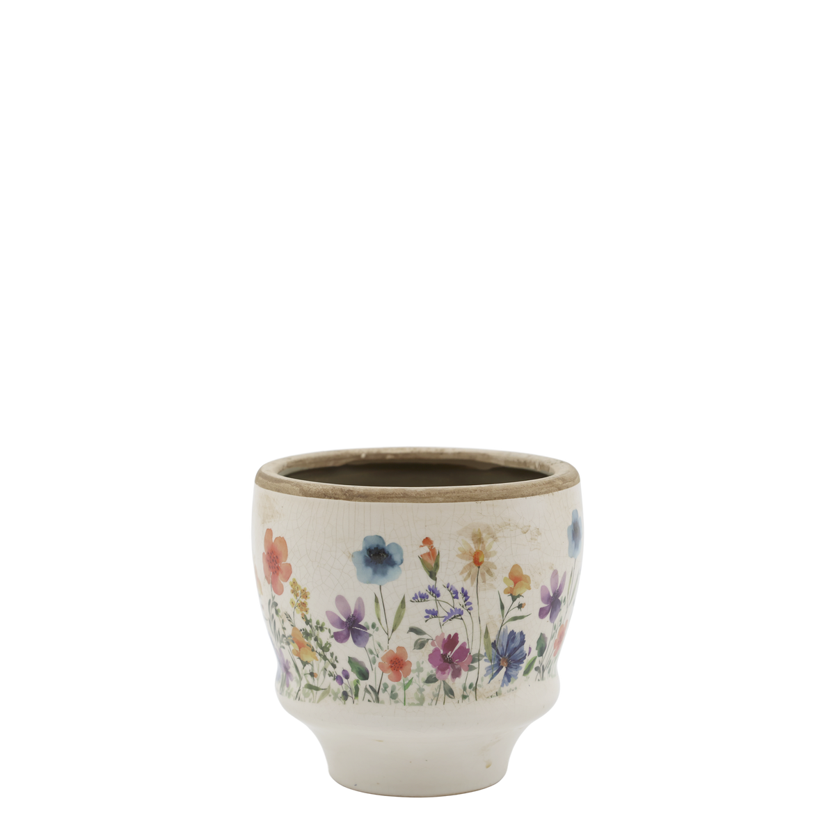 Fleurville Übertopf mit Blumenmotiv, 12,5 cm hoch, creme