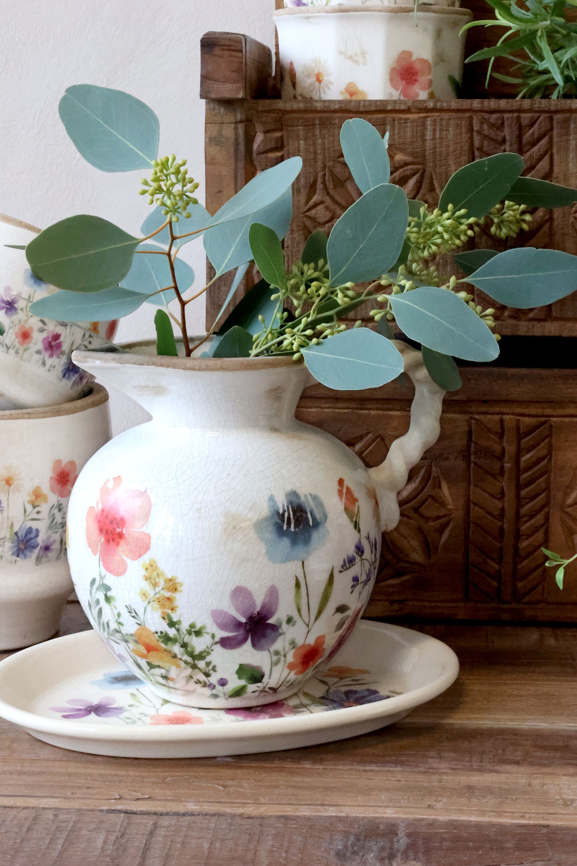 Fleurville Übertopf mit Henkel, 18,5 cm, Creme